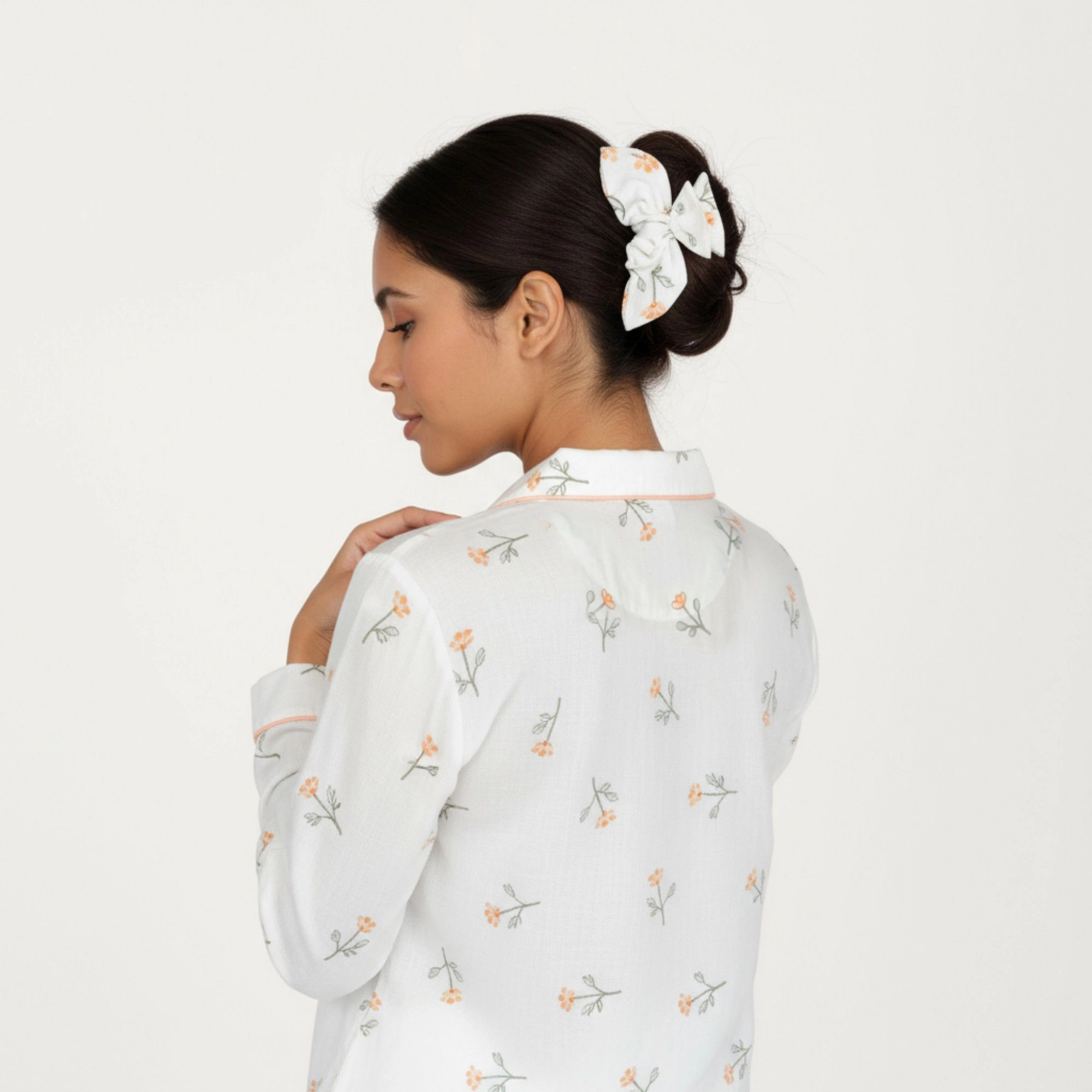 Anna-Kaci Women's 2-Piece Long Sleeve Sleep Shirt with Floral Pattern and Coordinating Lounge Pants