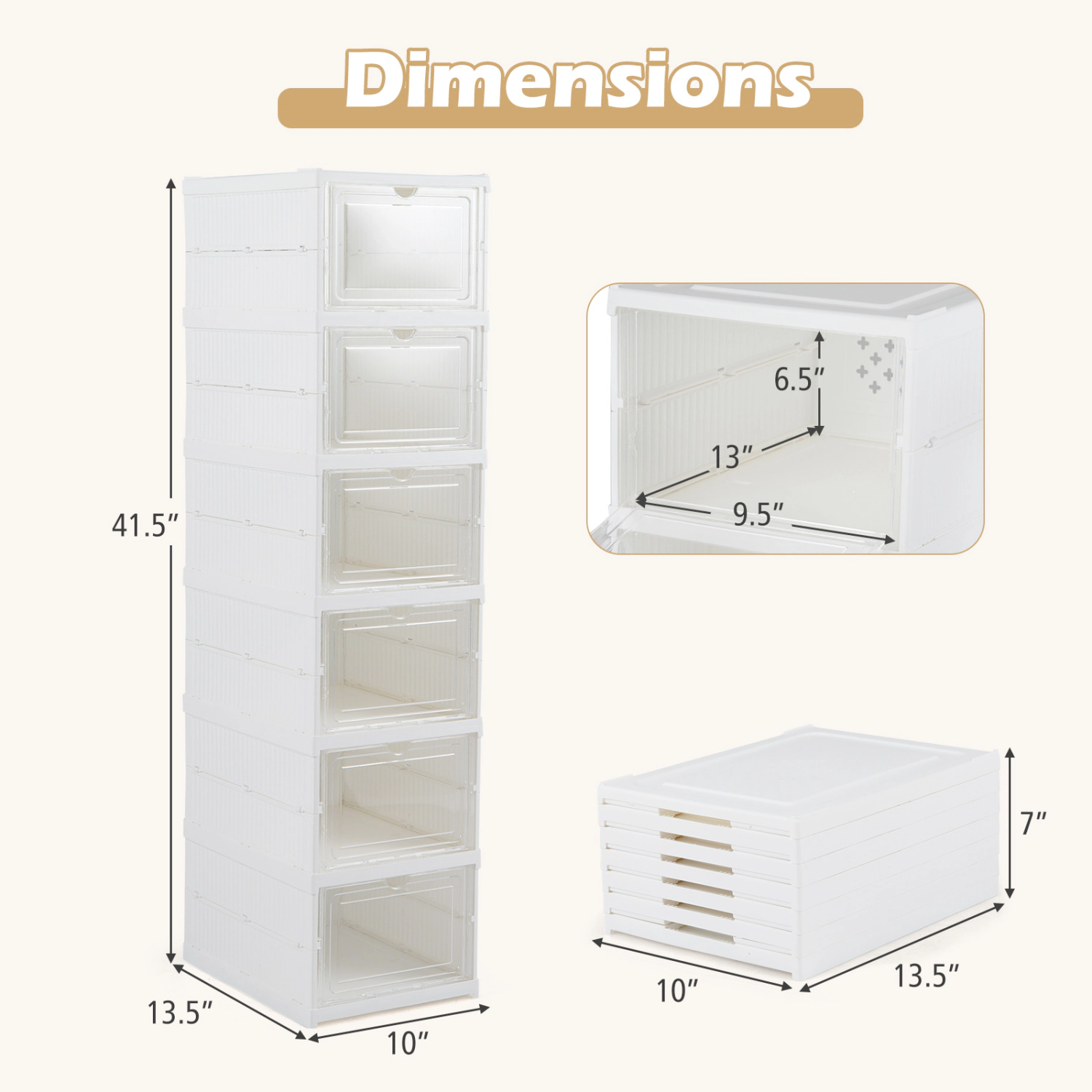 LJG 6-Tier Shoe Organizer Set of 2 with Clear Doors and Portable Design for 12 Pairs