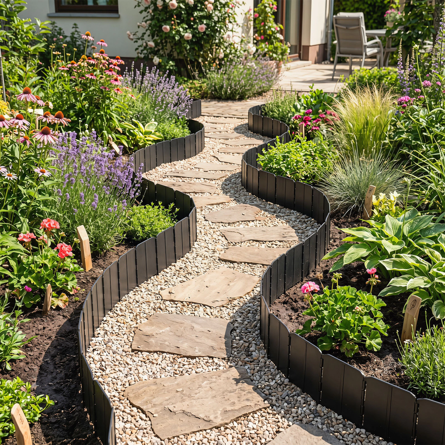 LJG 10.5 FT 70 PCS Garden Edging Borders No Dig Interlocking Design for Flower Beds