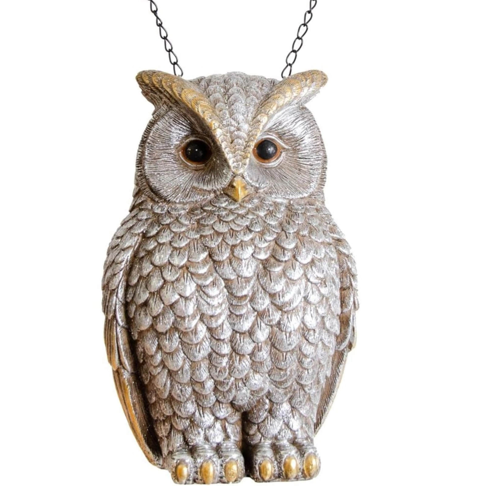 K&K Interiors Silver and Gold Metallic Resin Owl Arrow Replacement Sign 11.5 inch - Arrow Sold Separately