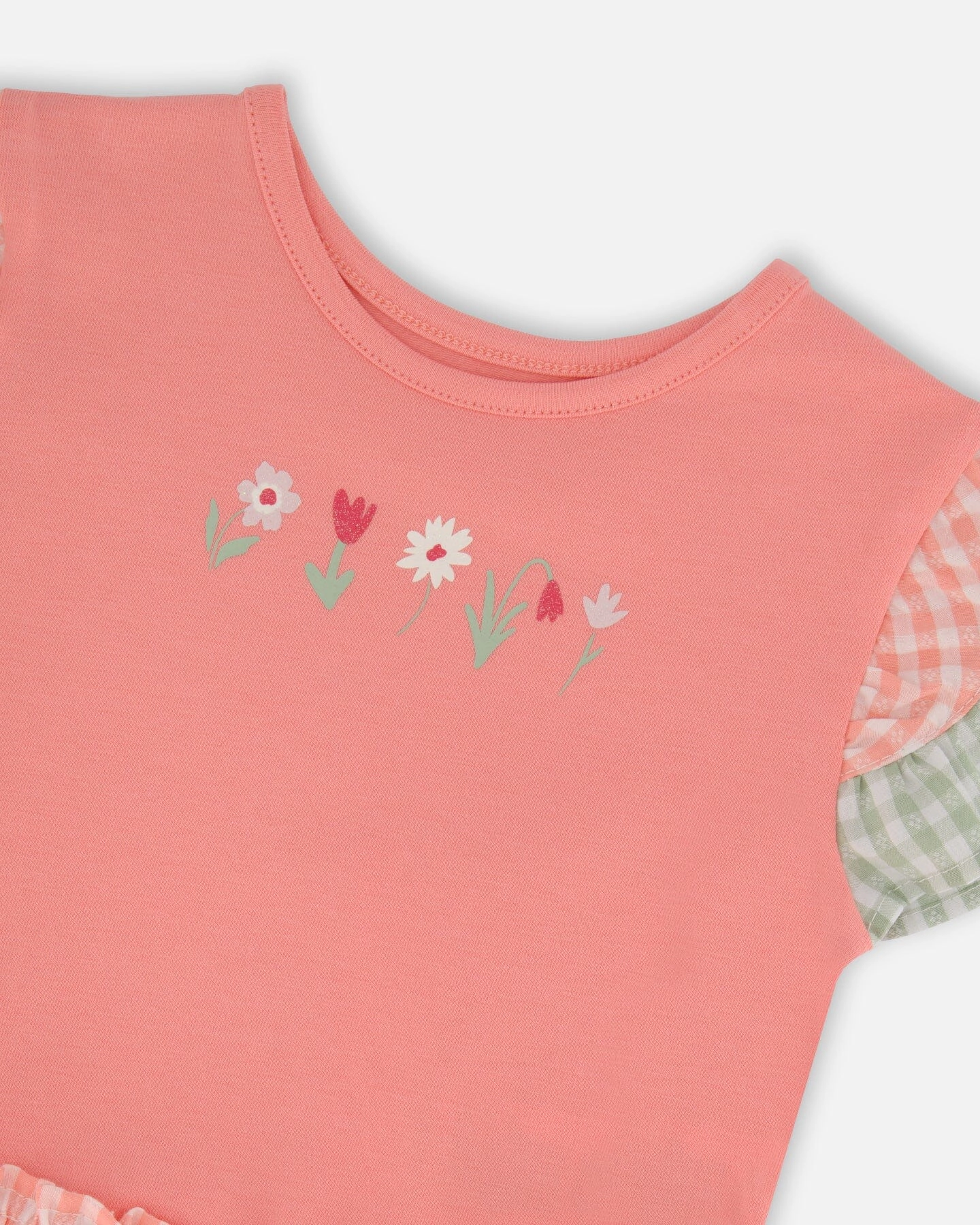 Deux par Girls Organic Cotton Bi-Material Dress and Gingham