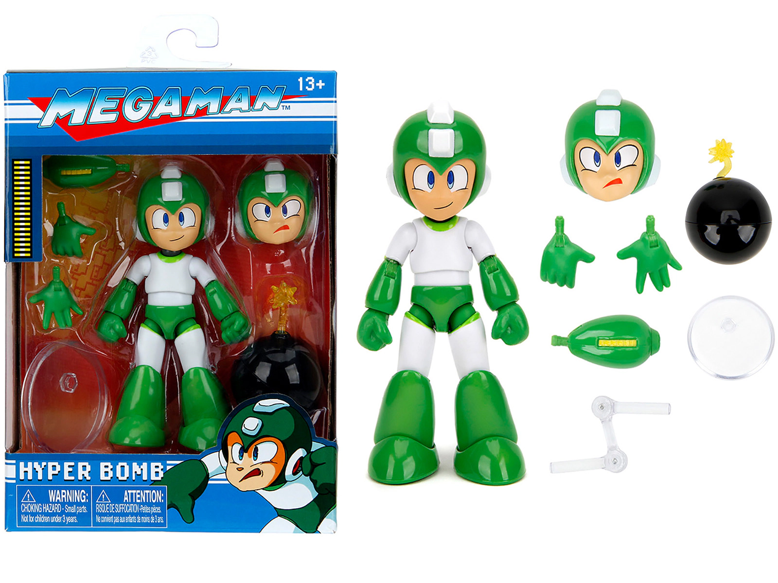 Jada Hyper Bomb 4.5" Moveable Figure with Accessories and Alternate Head and Hands "Mega Man" (1987) Video