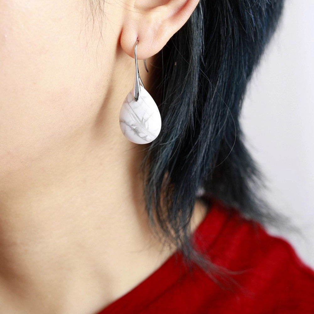 Premium Charms Womens Teardrop Natural Stone Dangle Earrings