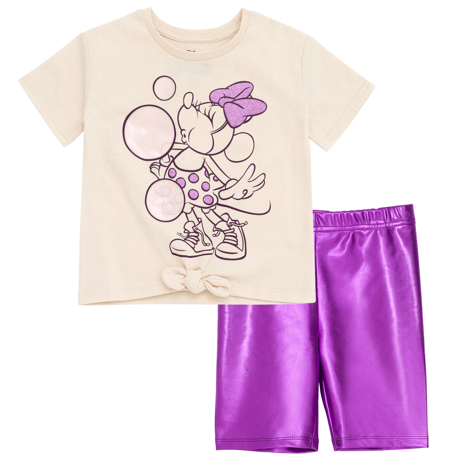 Disney Minnie Mouse Girls' 2-Piece T-Shirt and Bike Shorts Set