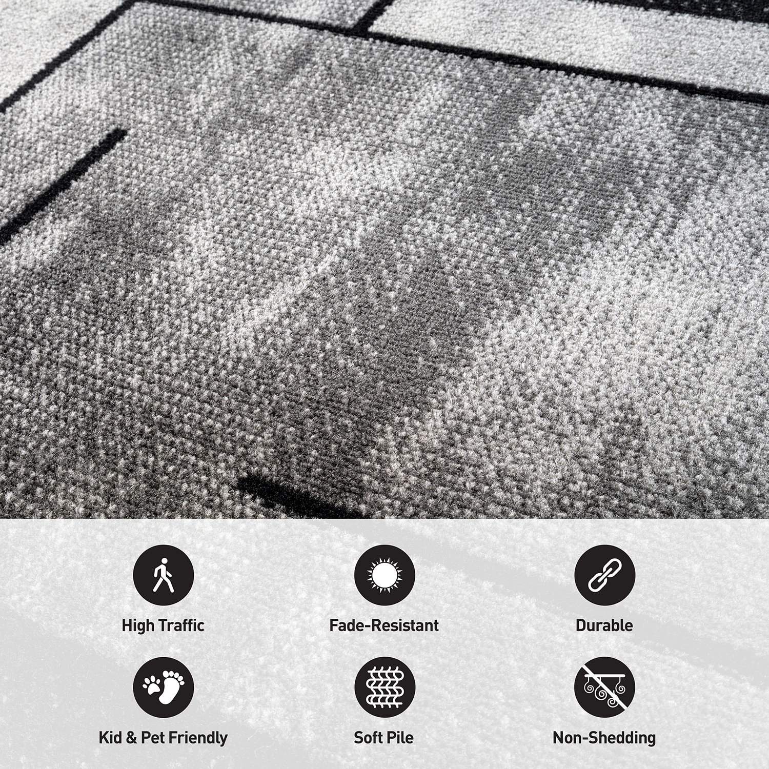 World Rug Gallery Modern Linear Area for Living Room, Bedroom, or Entryway – Low Pile Indoor