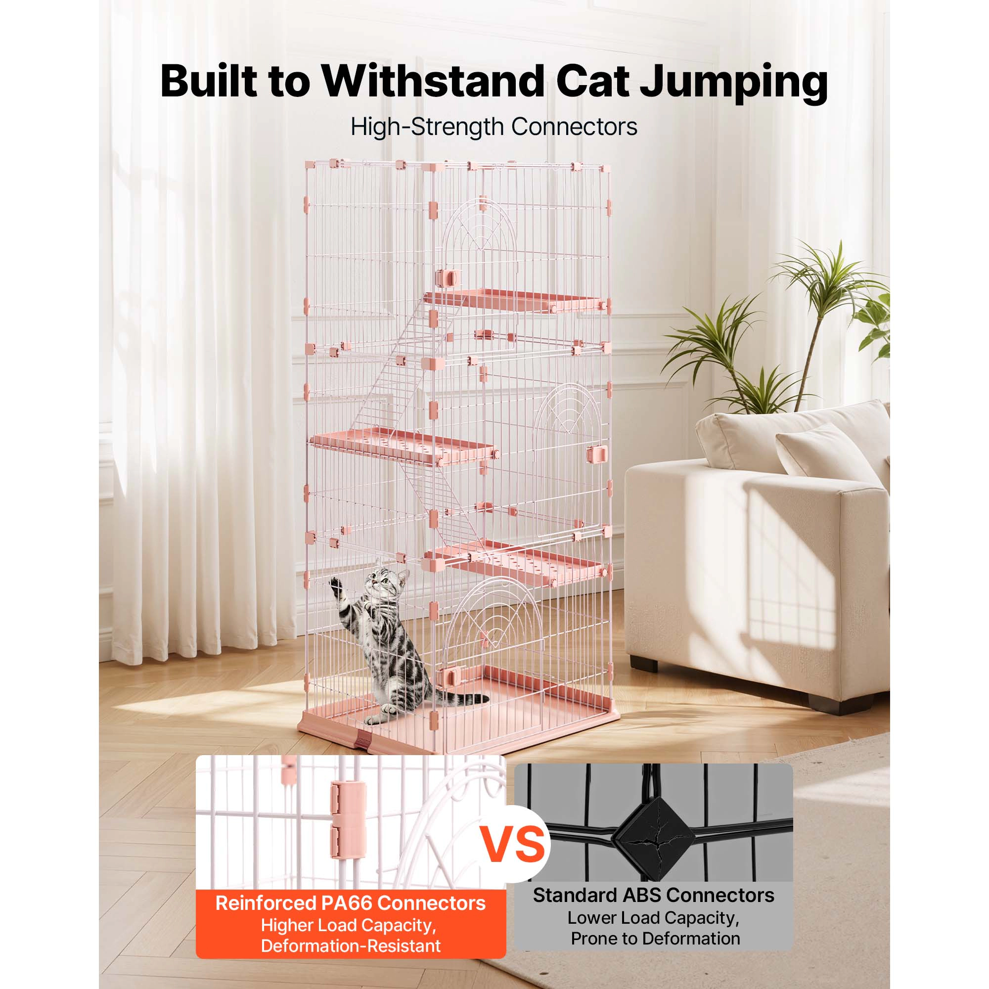 HONGGE Cat Cage Large DIY Cat Playpen Indoor Enclosure Detachable Metal Wire Kennel Crate with Exercise Place for Cats
