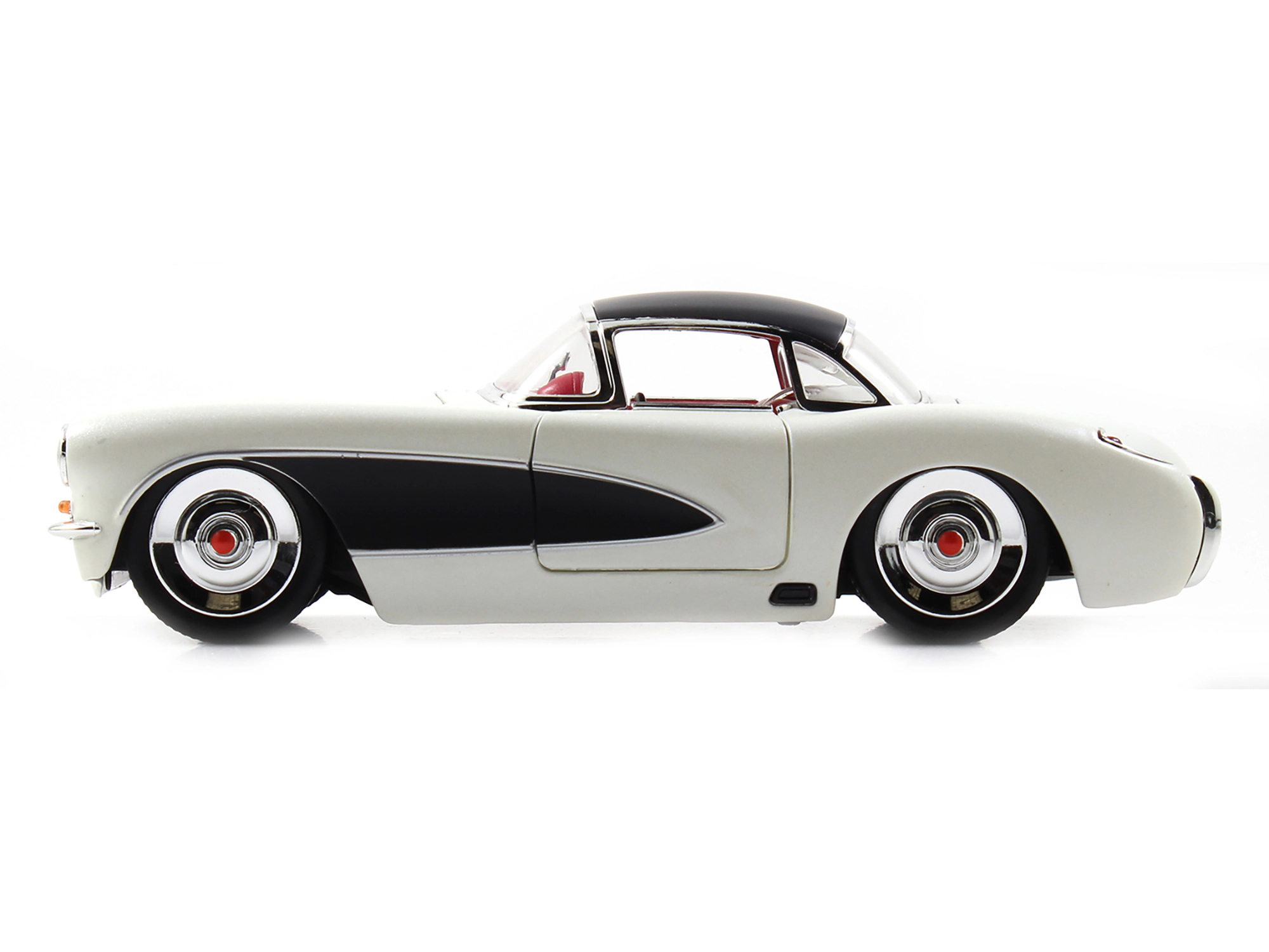 Jada 1957 Chevrolet Corvette Satin Cream Metallic with Matt Black Top and Side 1/24 Diecast Model Car by Jada