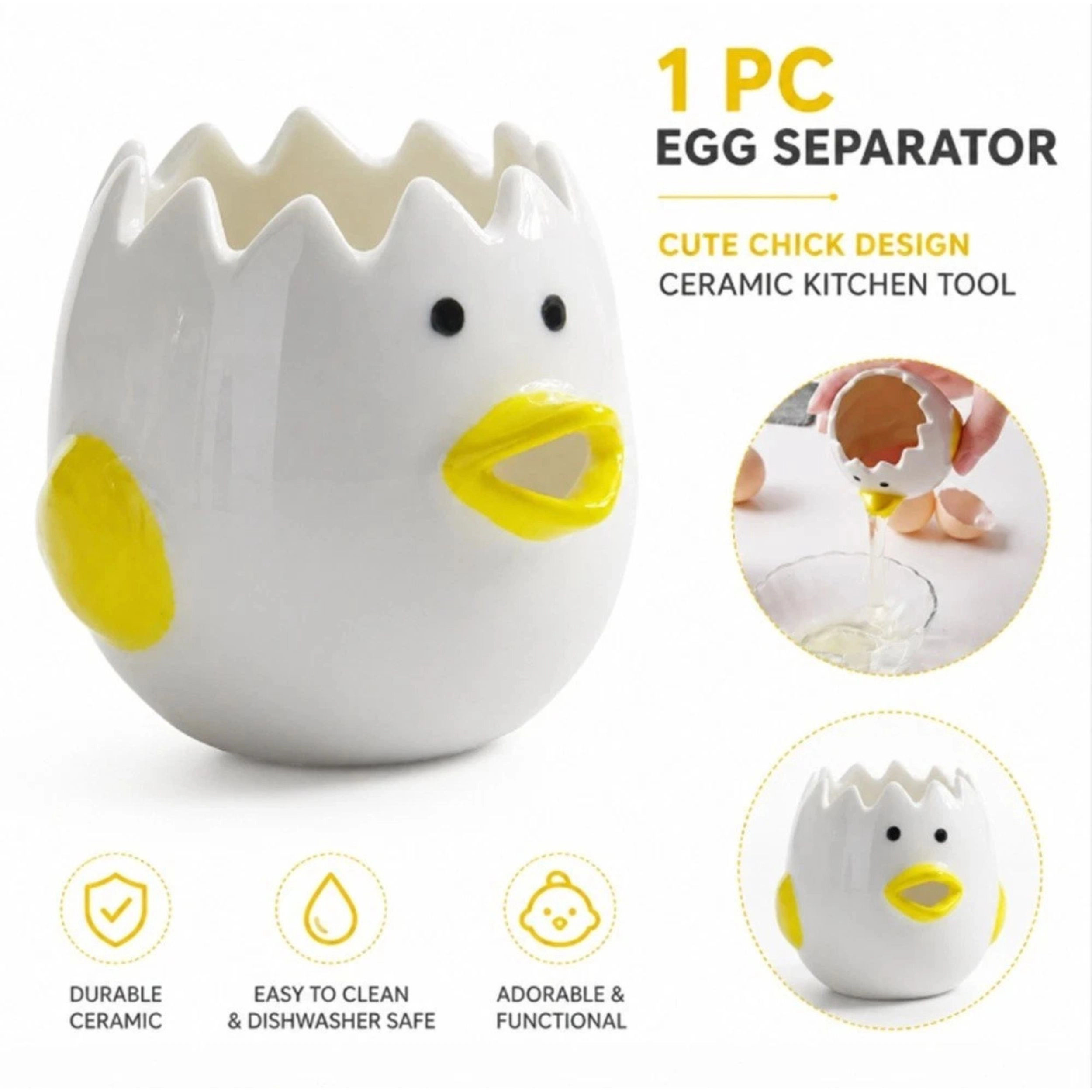Home Collection Ceramic Chicken Egg Separator Yolk & White Divider Baking Tool