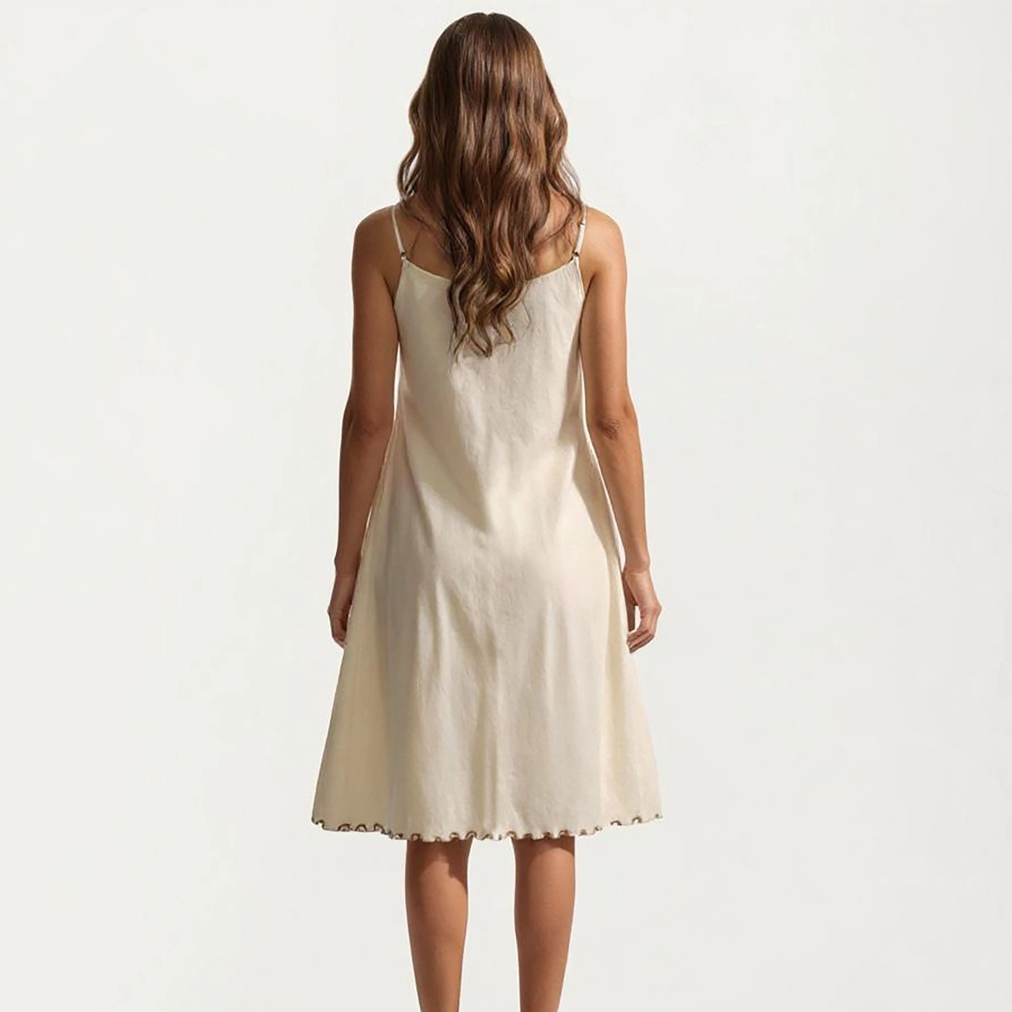 Anna-Kaci Women's Sleeveless Pajama Dress with Straps Tie Front Ruffle Trim Nightgown Relaxed Fit Sleepwear