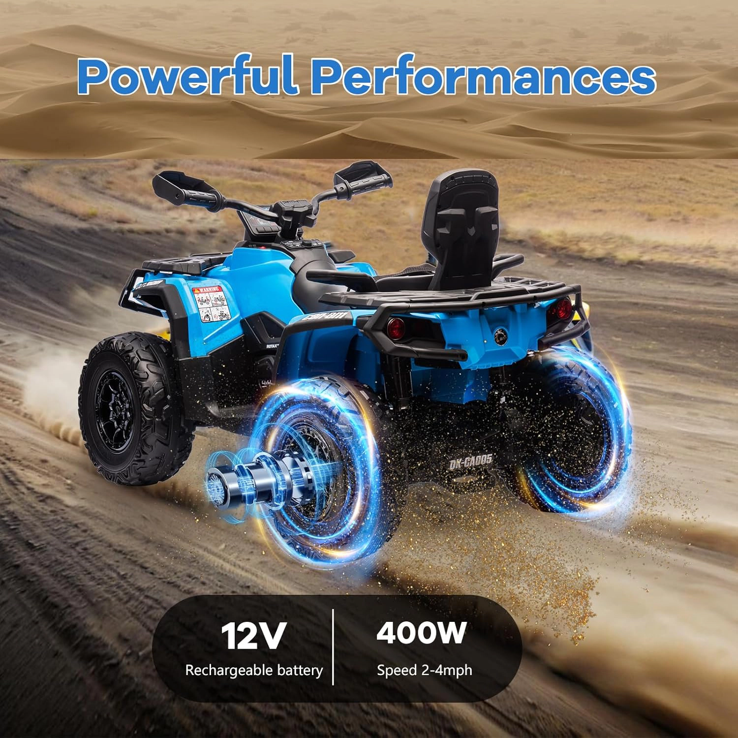 12V Licensed Can-Am Kids Electric ATV, 2-Seater Ride-On Car, 2×200W Motors, LED Lights, Music & Suspension