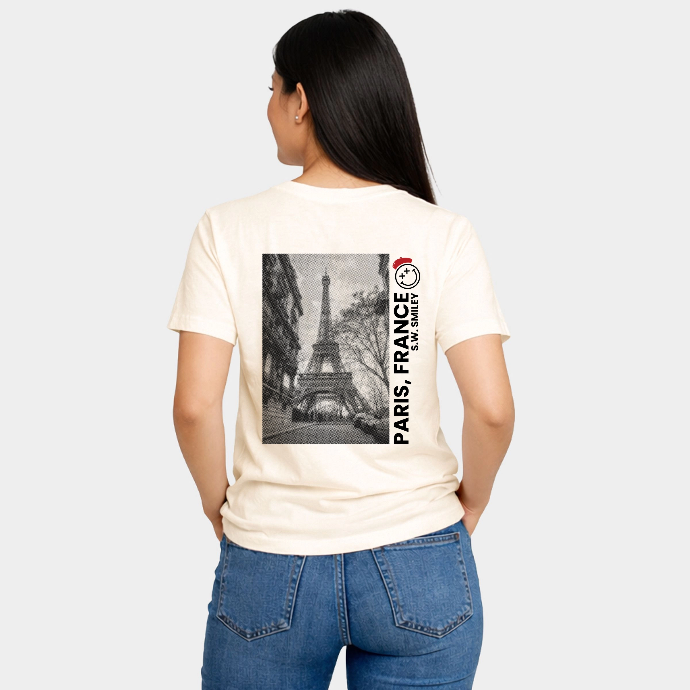 Simply Sage Market - Women's Short Sleeve Graphic T-Shirt S.W.Smiley Halftone Paris