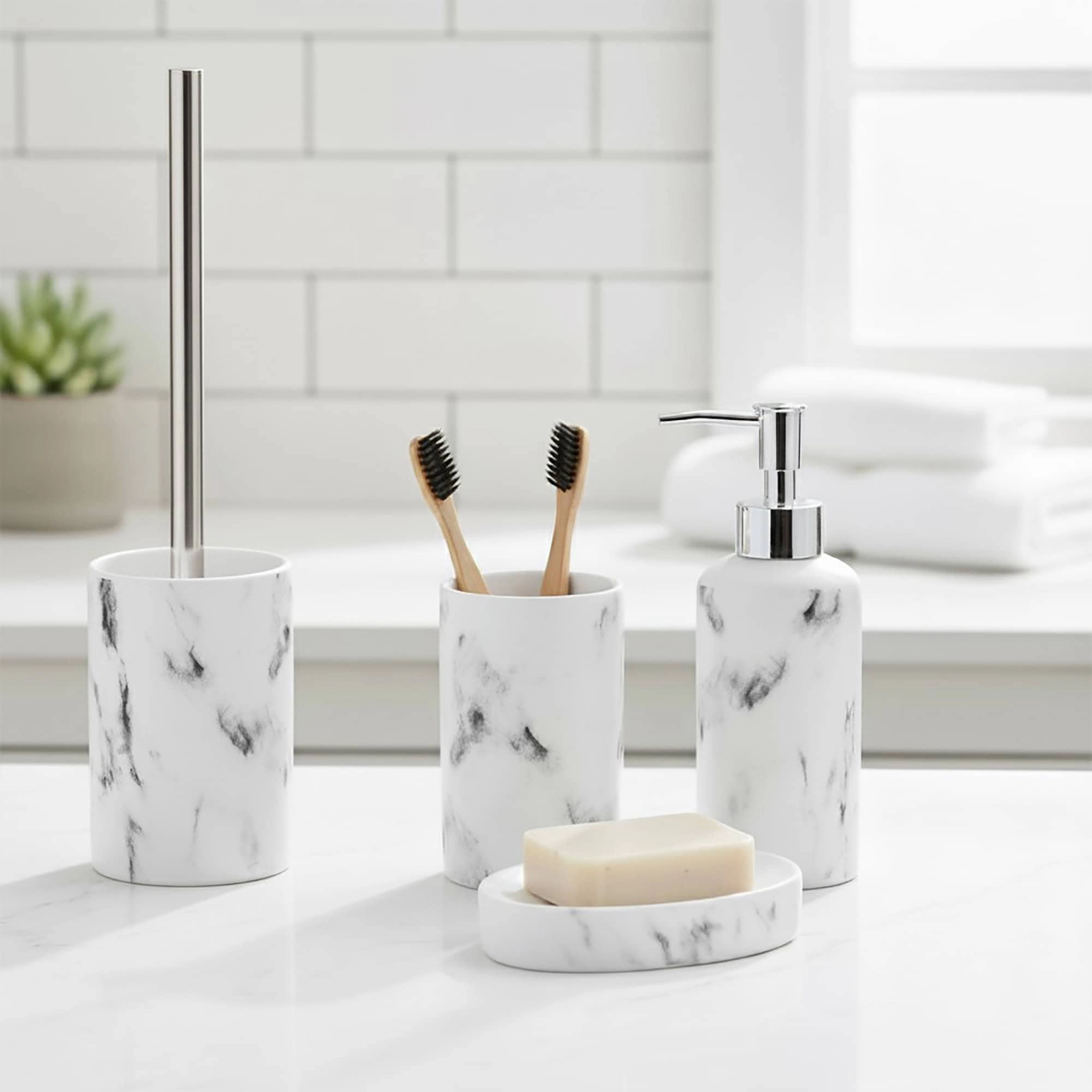 Evideco French Home Goods Marble-Effect Dolomite Ceramic Tumbler, 4 in