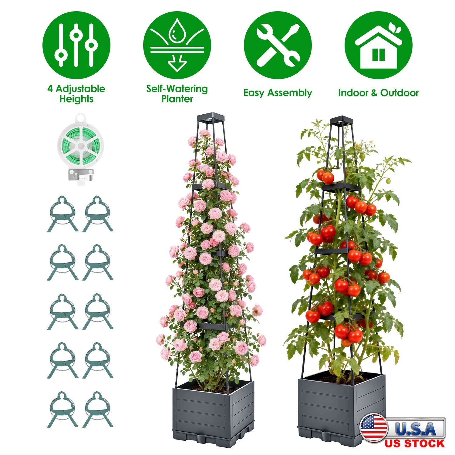 GBruno Self-Watering Raised Garden Bed With Trellis