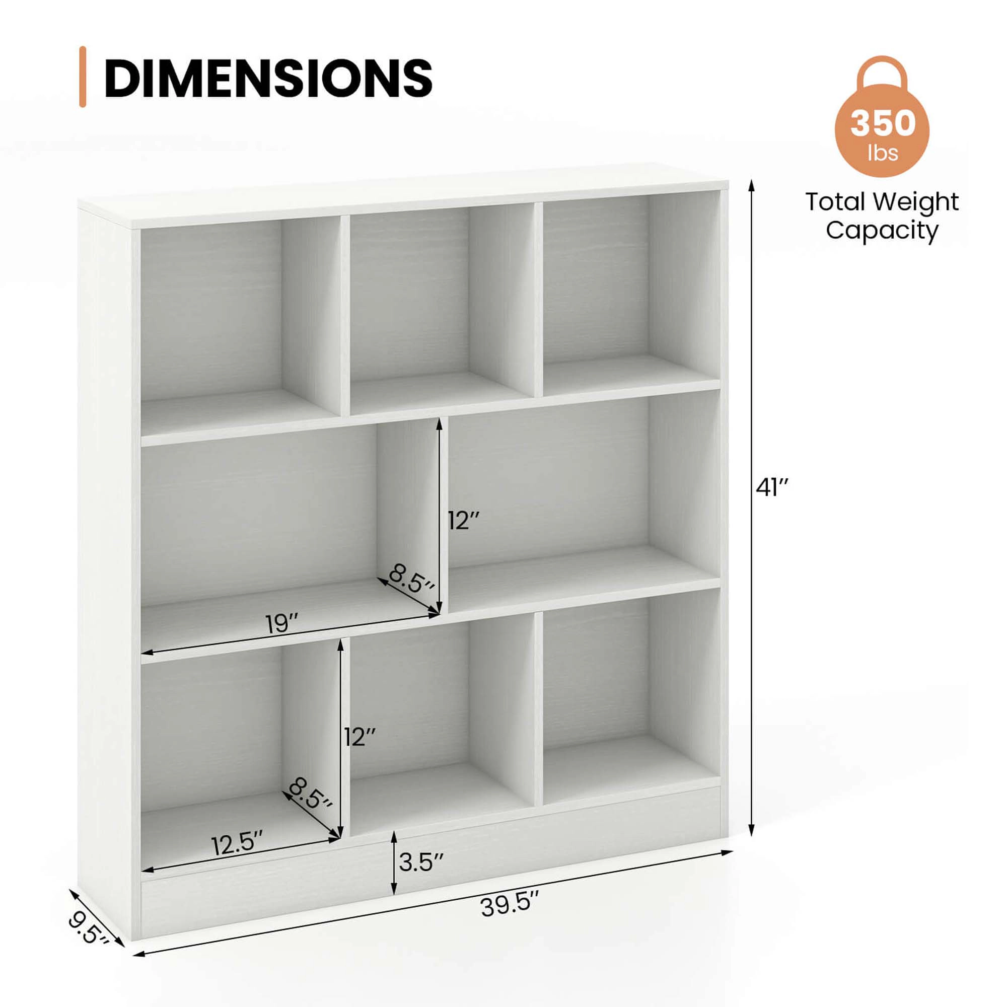 Costway 8-Cube Bookcase 41" Wooden Toy Storage Organizer for Kids Bookshelf White