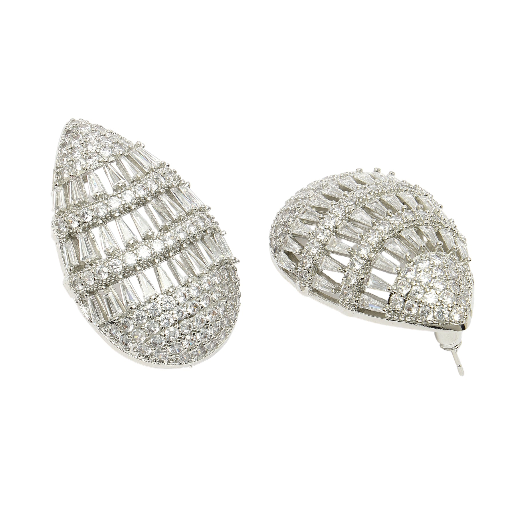 AGP PARIS Womens Diva Collection Classy Hollow Designer Zirconia Stud Earrings