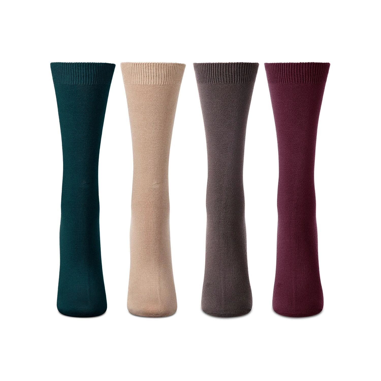 MeMoi 4 Pair Women’s Silky-Soft Rayon-Blend Flat-Knit Crew Socks