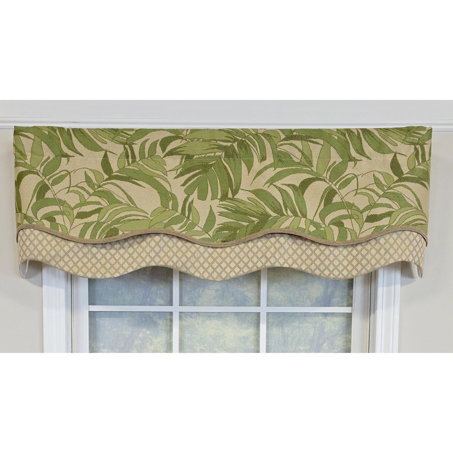 RLF Home 100% Cotton Breeze Glory  Fully lined Windows Rod Pocket Valance 50" x 16"  Green