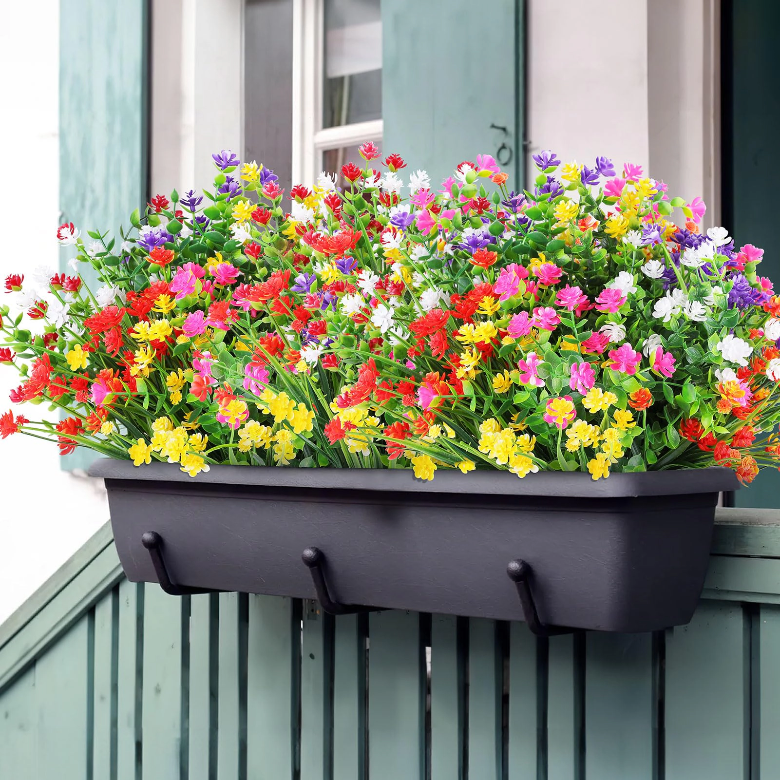 PUPWE Artificial Fall Flowers Mums Outdoor Faux Plant Porch Decor Home