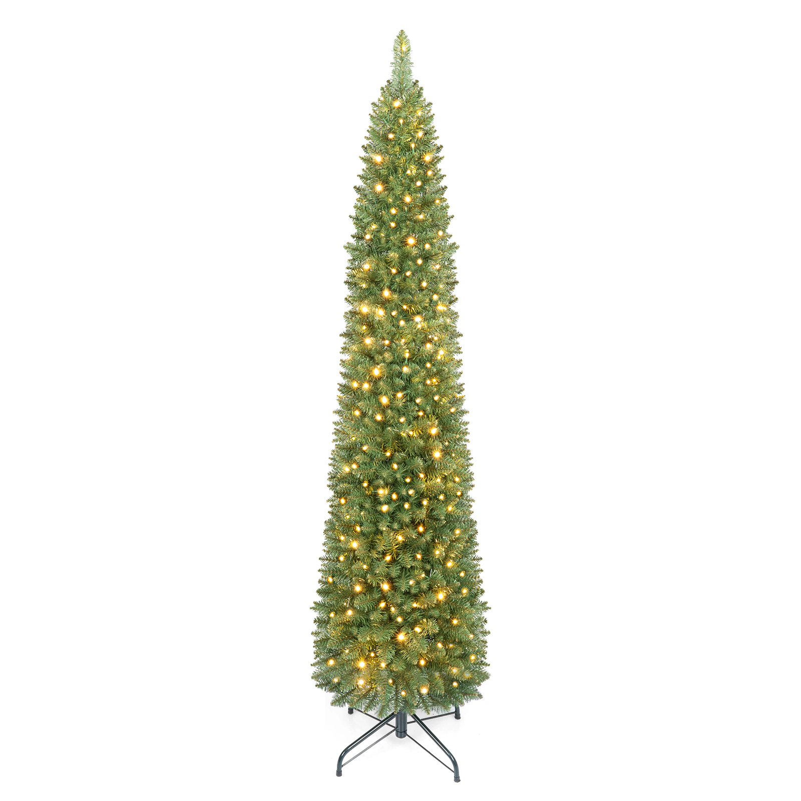 Costway 7 FT Pre-Lit Pencil Christmas Tree with 200 LED Lights & 499 Branch Tips Party
