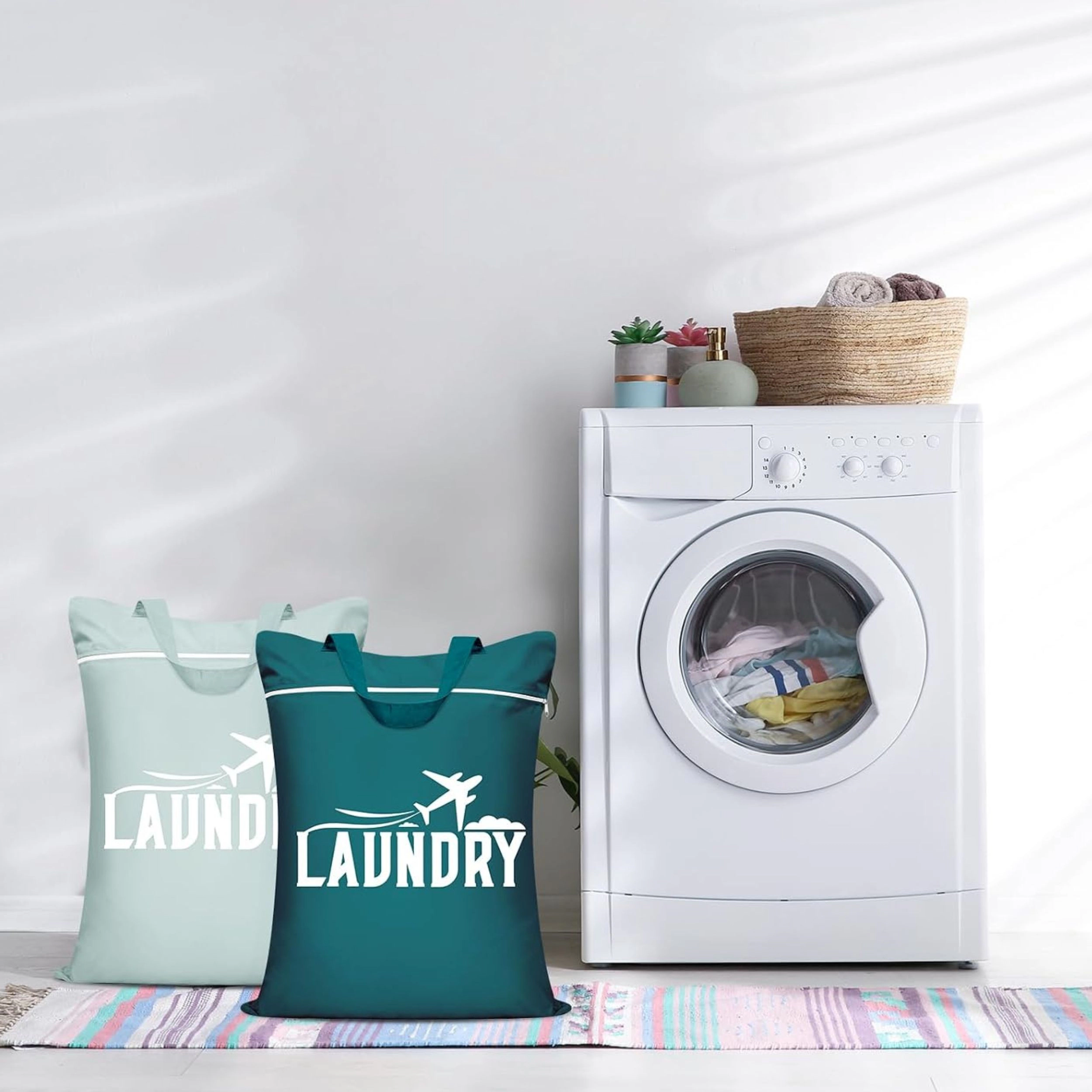 Stock Preferred Pack of 2 Waterproof Laundry Bags Washable Wet Dry Clothes Storage