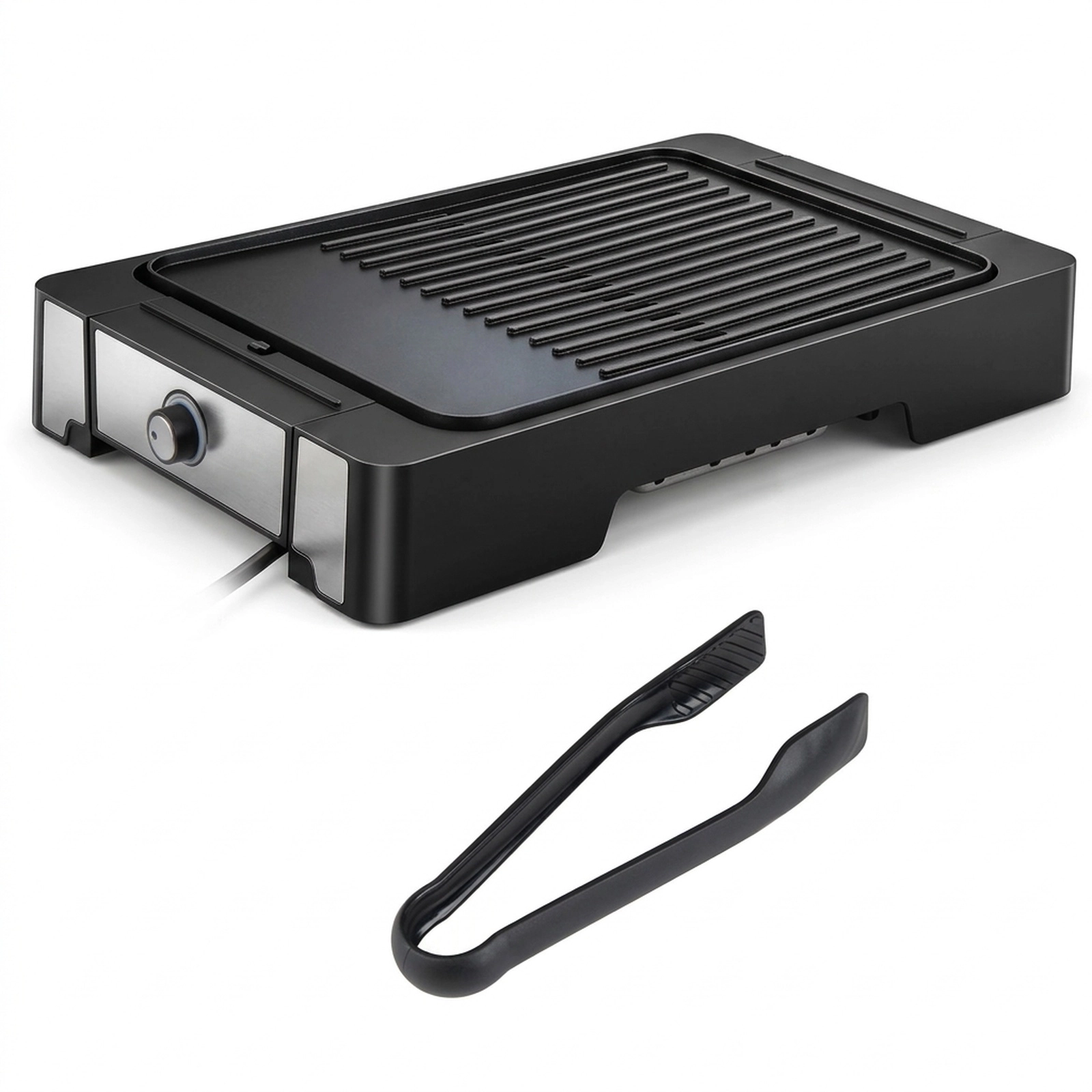 SUGIFT Black 2300W Indoor Electric Grill and Griddle with Nonstick Die Cast Aluminum Ribbed Flat Surface