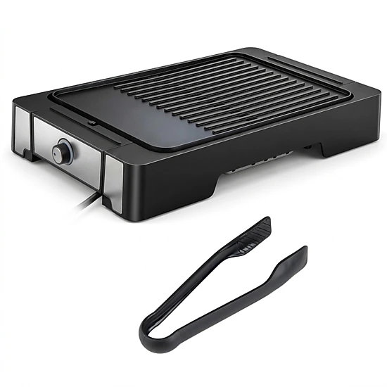 SUGIFT Black 2300W Indoor Electric Grill and Griddle with Nonstick Die Cast Aluminum Ribbed Flat Surface