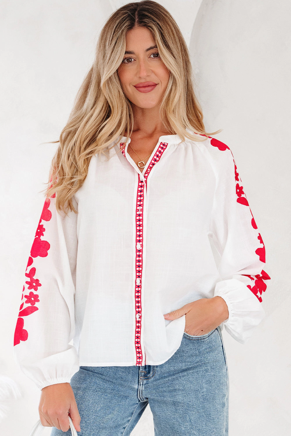Threaded Pear Women's Karibella Sleeve Casual Shirt Long Top