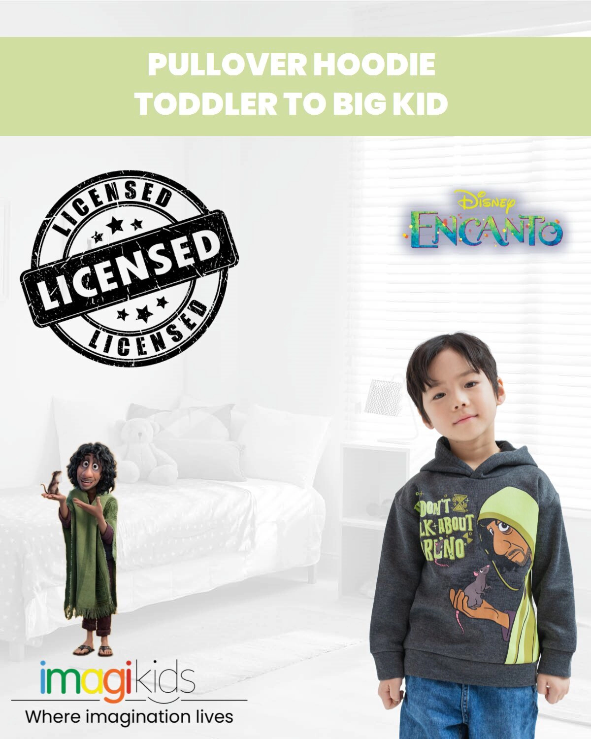Disney Encanto Bruno Boys' Fleece Hooded Pullover Hoodie