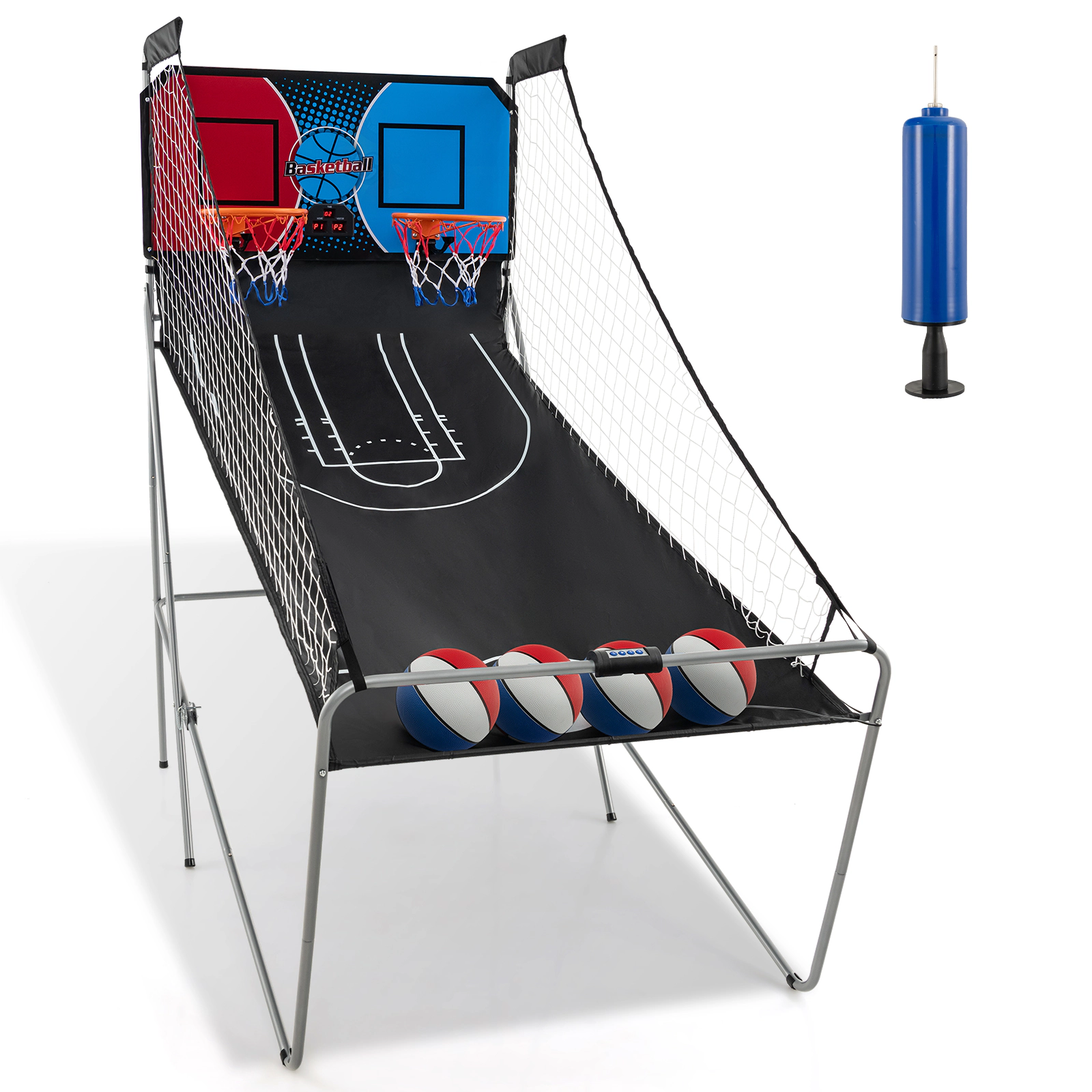 SUGIFT Dual Shot Foldable Basketball Arcade Game with 8 Game Modes Electronic Scorer 12-in Rim and 4 Balls