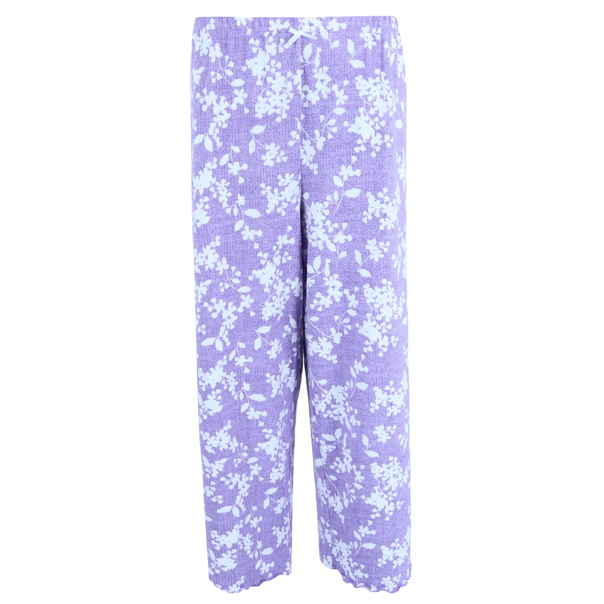 PJ Couture Women's Plus Lightweight Ribbed Tropical Print Pajama Set