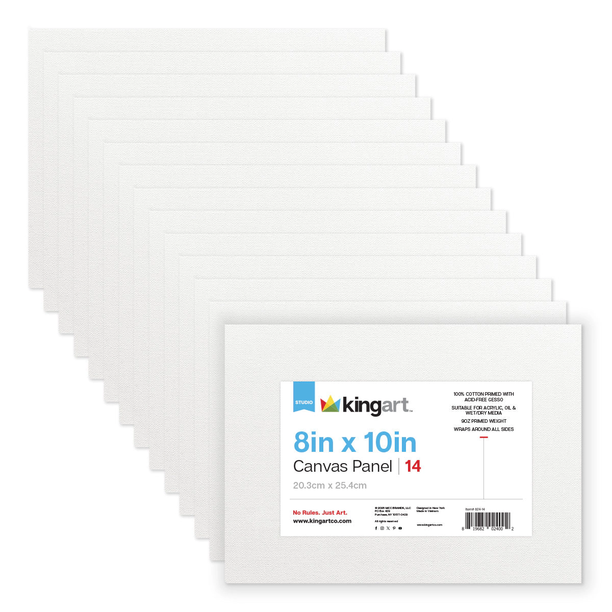 KINGART Canvas Panels 8" x 10" - 14 Pack