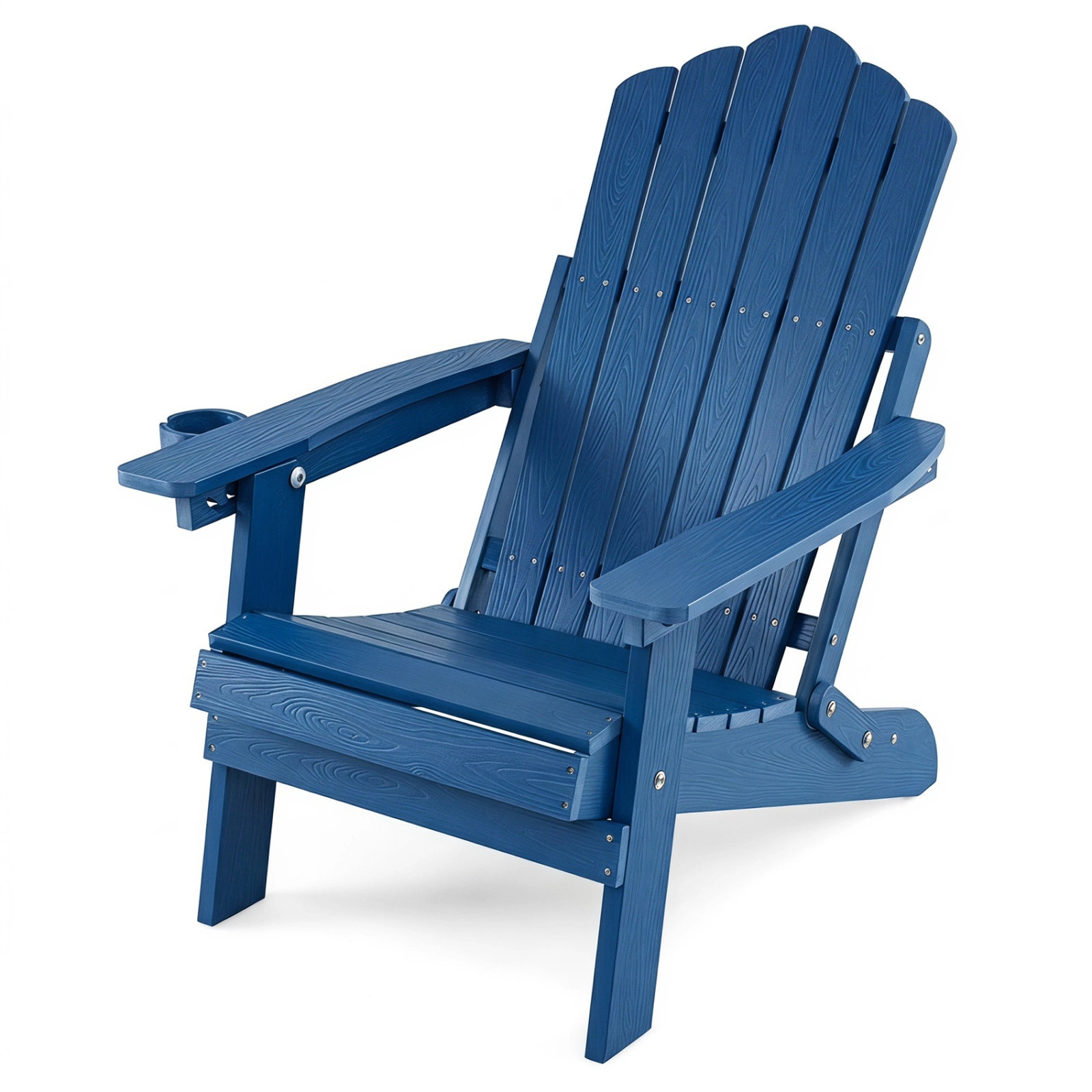SUGIFT Outdoor Folding Adirondack Chair with 5-Position Backrest and Swivel Cup Holder 330-lb Capacity Navy