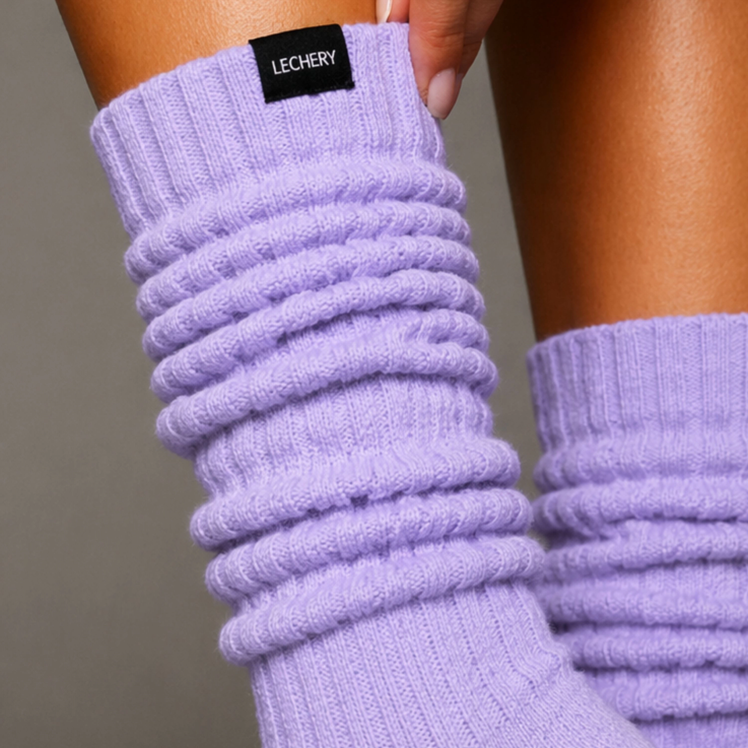 LECHERY Unisex Scrunch Socks Slouch Mid Calf Cotton Knit Retro Leg Warmer Style