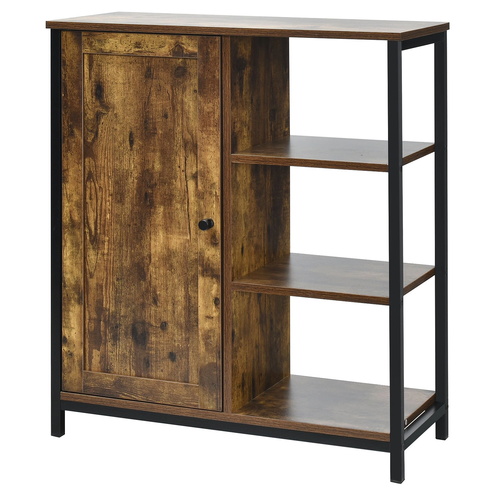 Slickblue Freestanding Storage Cabinet with Open Shelves and Adjustable Interior Shelf