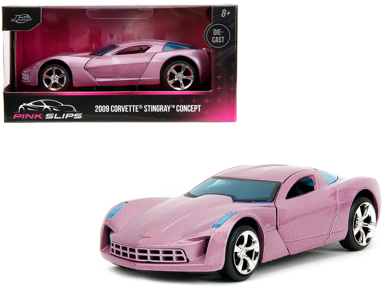 Jada 2009 Chevrolet Corvette Stingray Concept Pink Metallic with Blue Tinted Windows "Pink Slips" Series 1/32