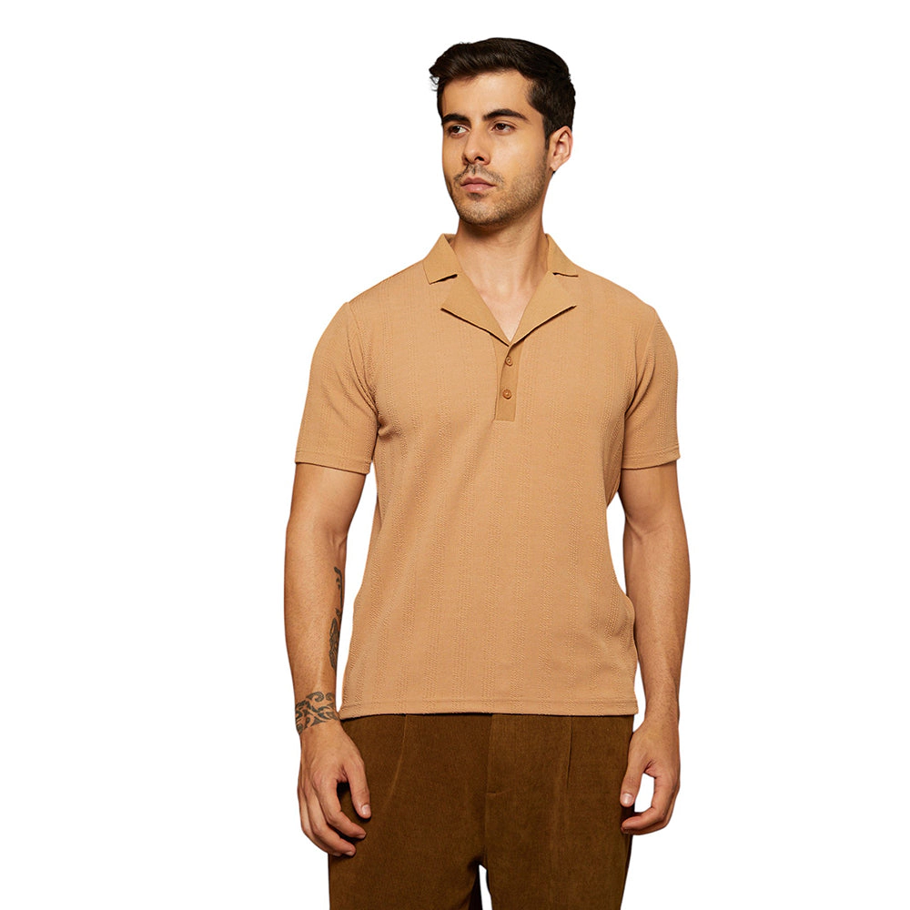 Rope-Tactile Cuban Polo T-Shirt