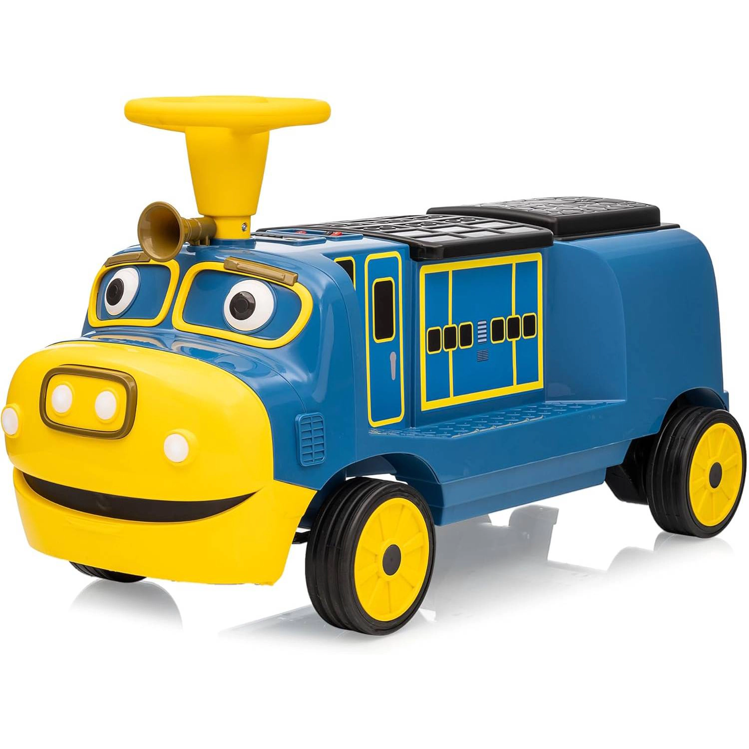 Enjyam 12V Licensed CHUGGINGTON Kids Ride On Train, 2-Seater Trackless Electric Car w/ Music, Lights, 7Ah Battery
