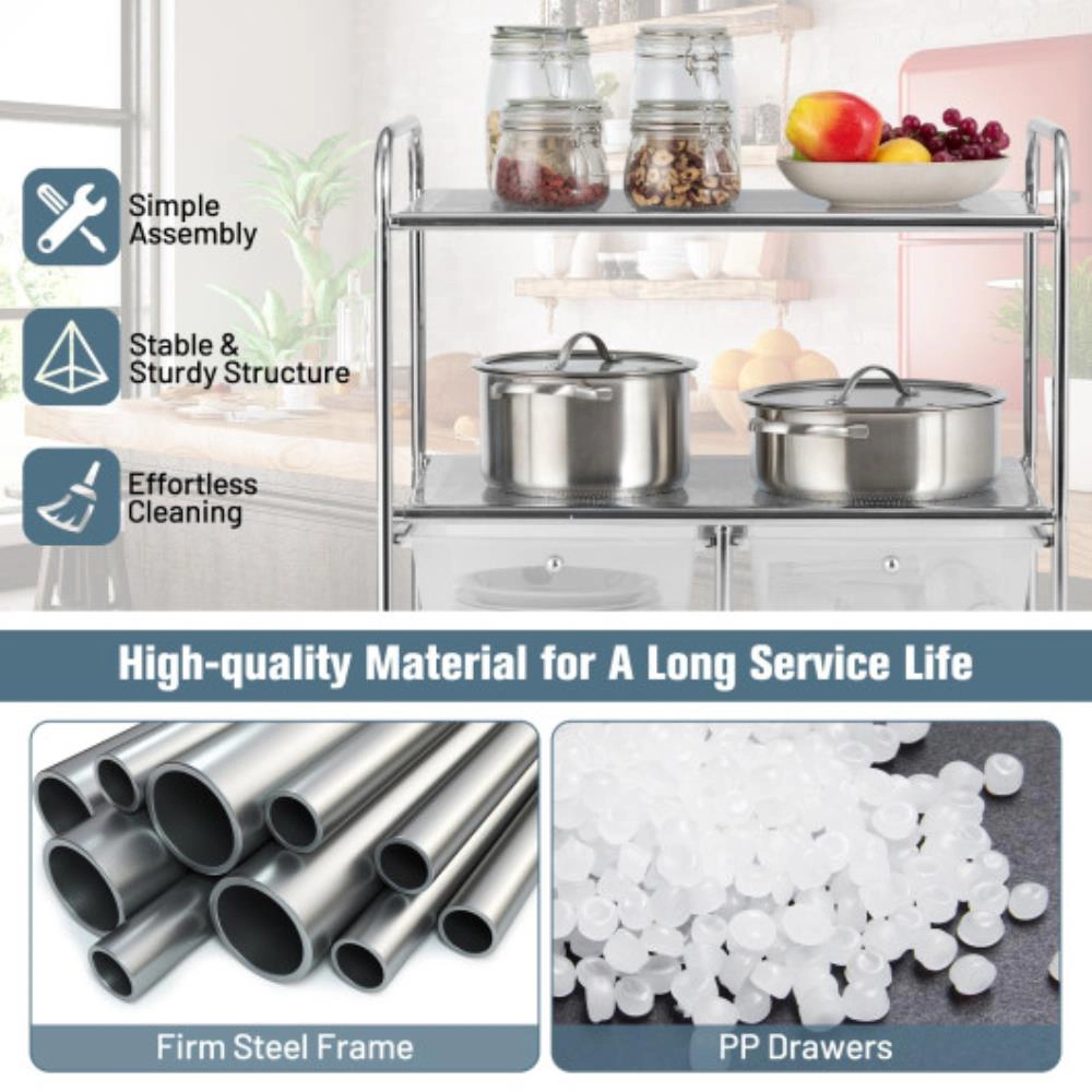 Hivvago 4-Drawer Rolling Storage Cart with Shelves