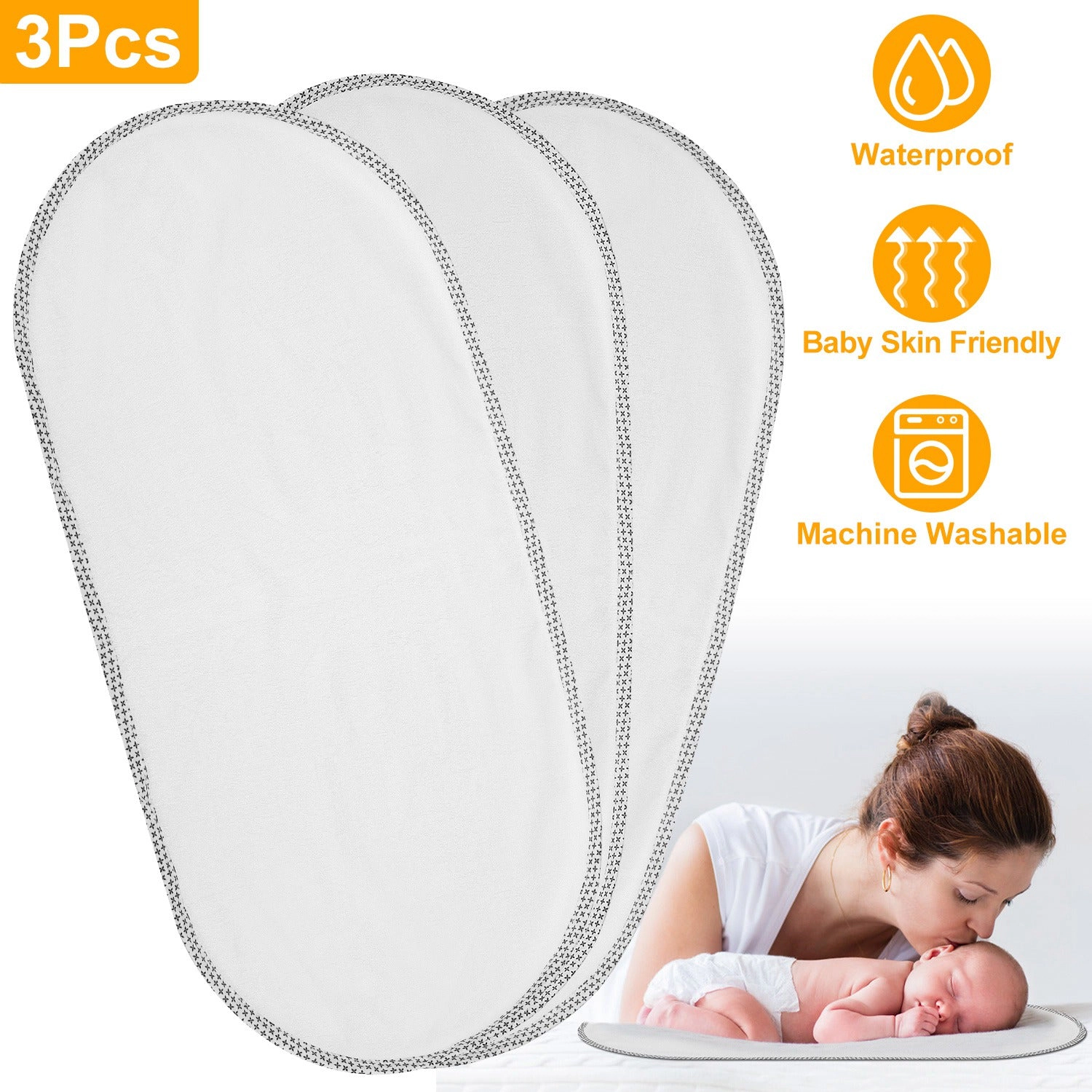 GBruno Kids' Kids' Waterproof Changing Pad Liners 3-Pack