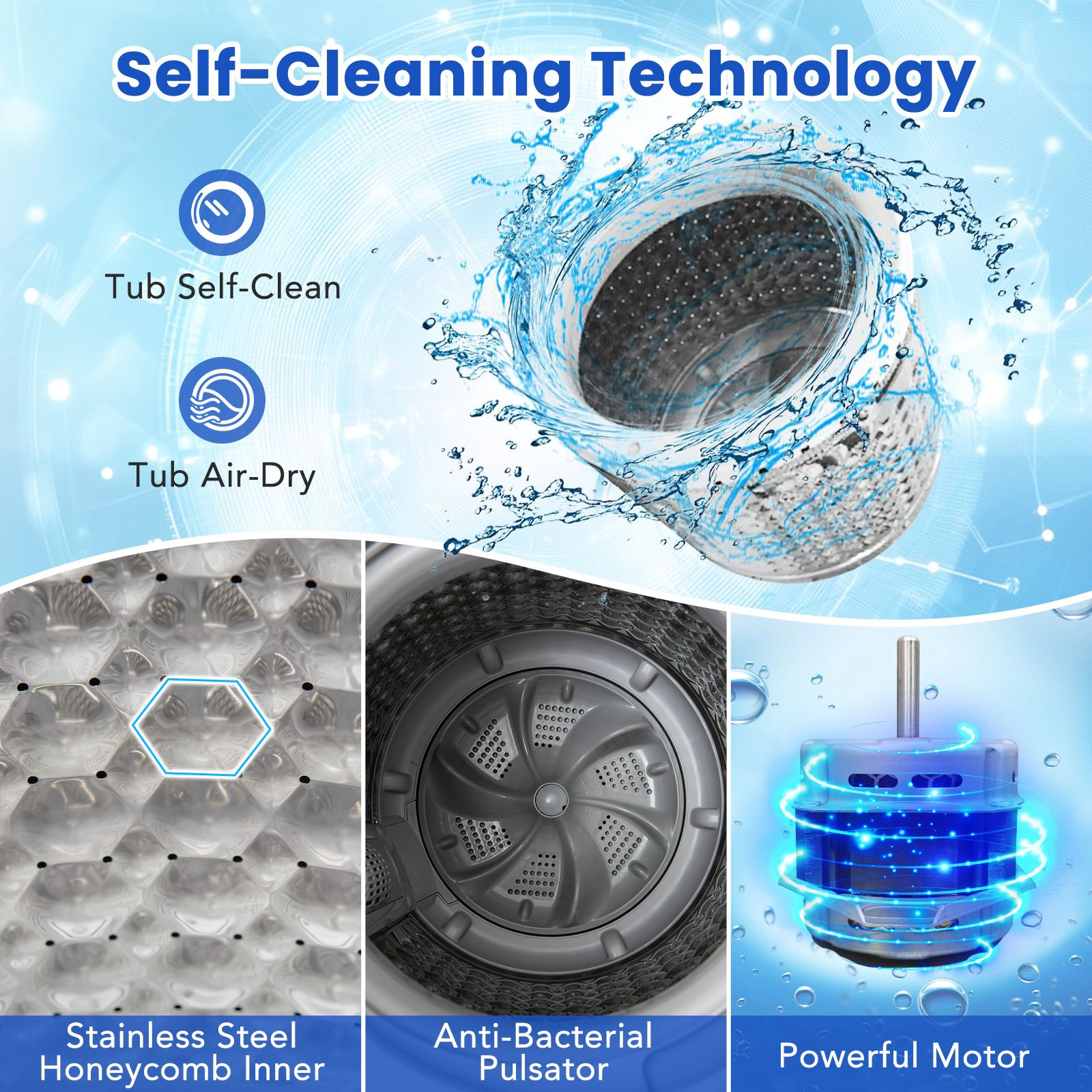 SlickBlue Portable Automatic Washer with Spin Function and Drain Pump
