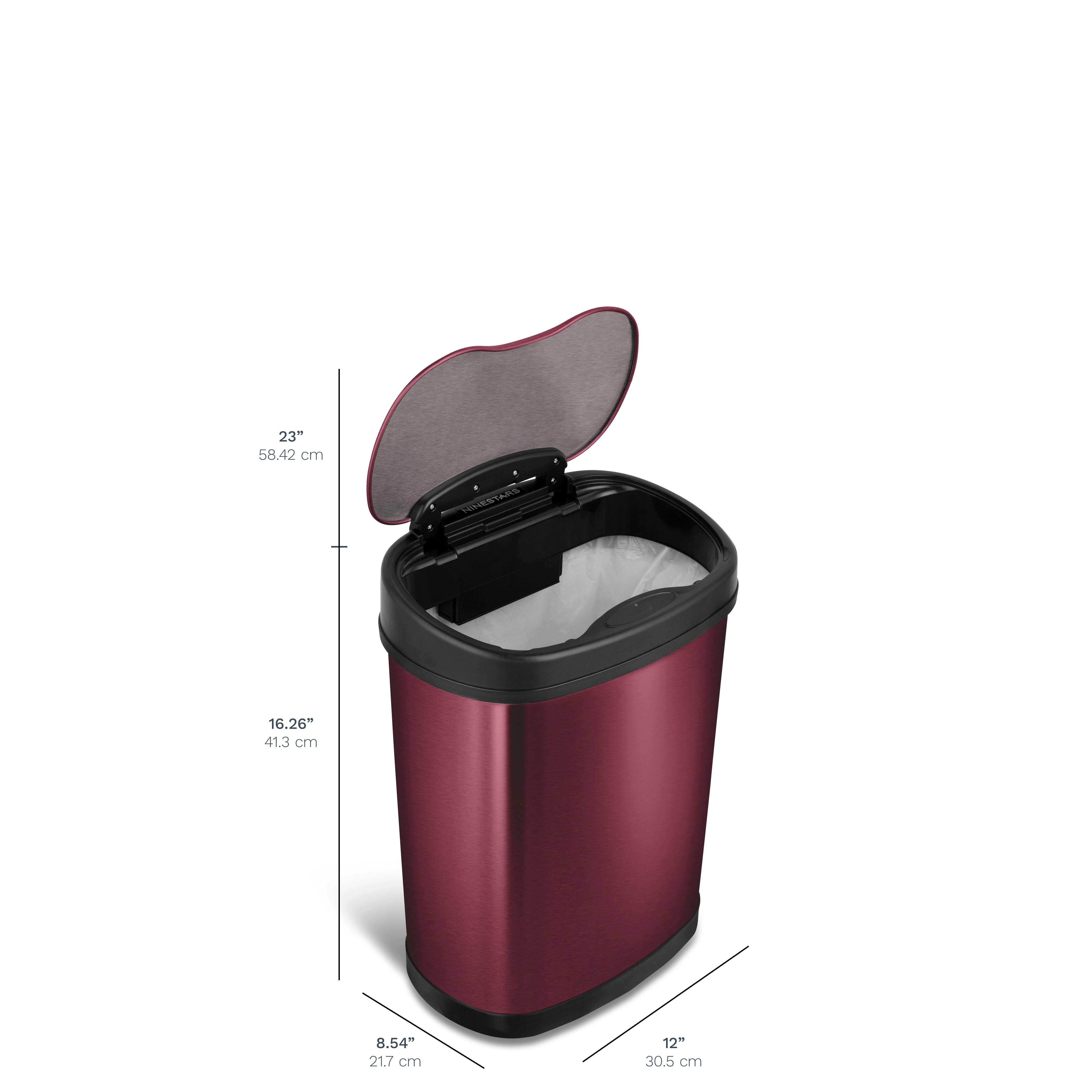 Ninestars Modern Oval 3.9-Gallon Stainless Steel Motion Sensor Trash Can