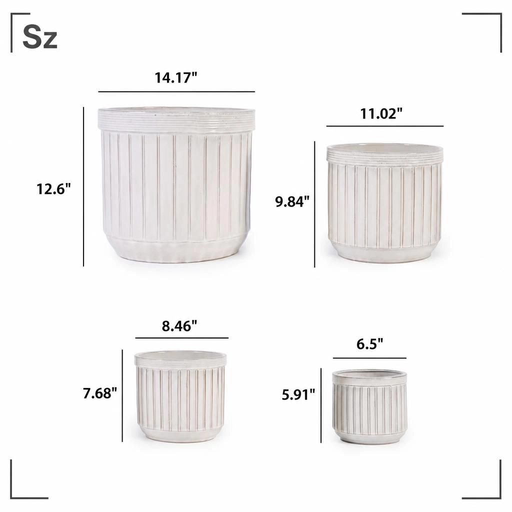 WOW PIONEER Large Durable Ceramic Planter Container for Plants Flowers Herbs Shrubs Patio Garden Balcony