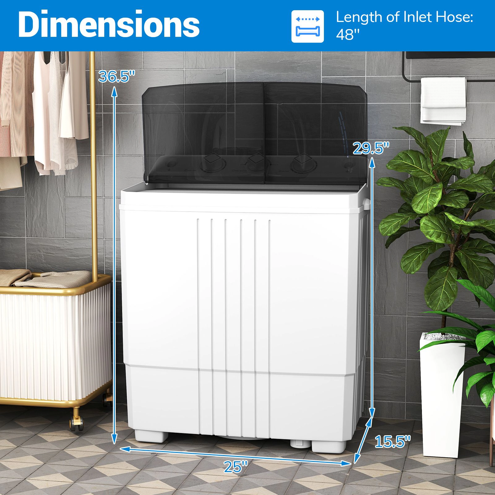SlickBlue Portable Twin Tub Washing Machine with Dual Timers and Handles