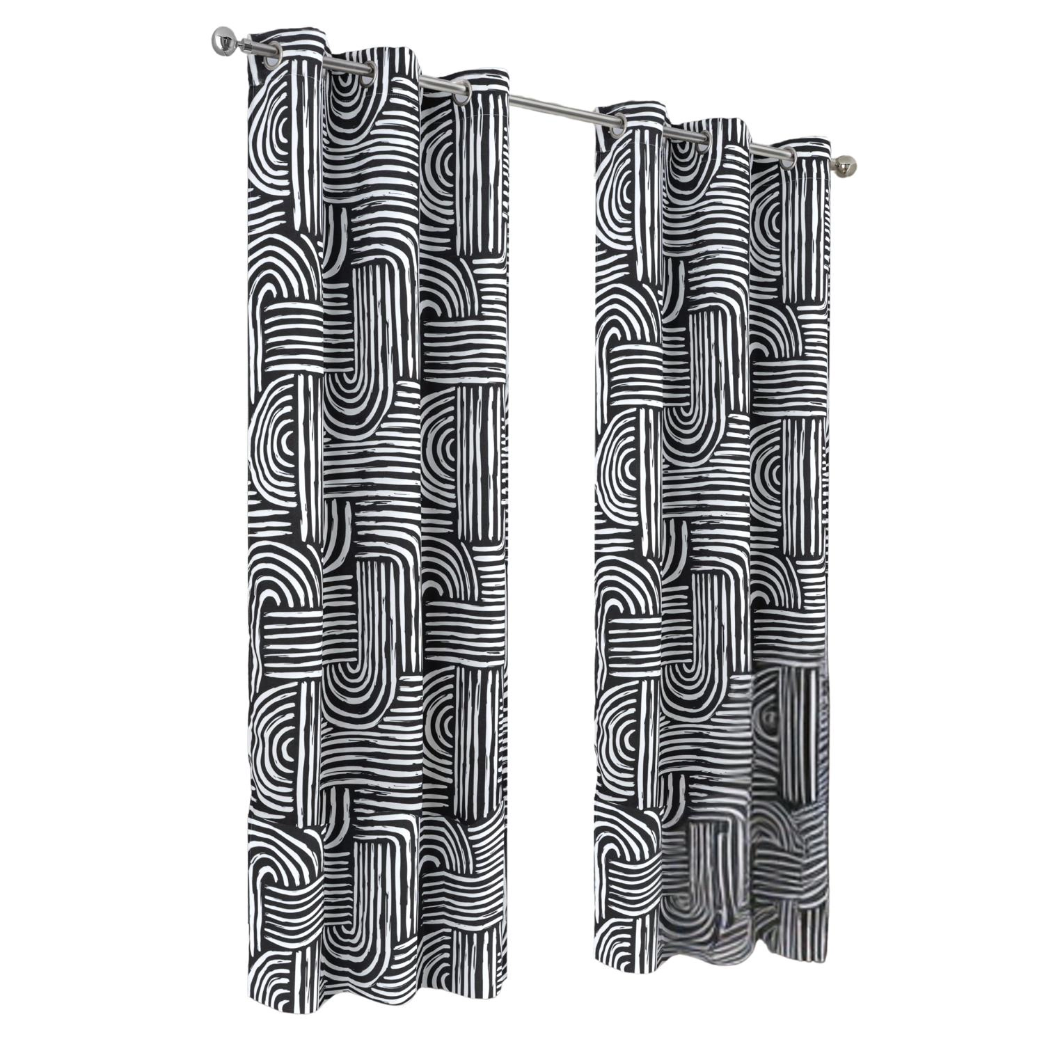 RT Designer Collection Ashton Printed Blackout Luxurious Decorative Grommet Curtain Panel 54" x 84" Black