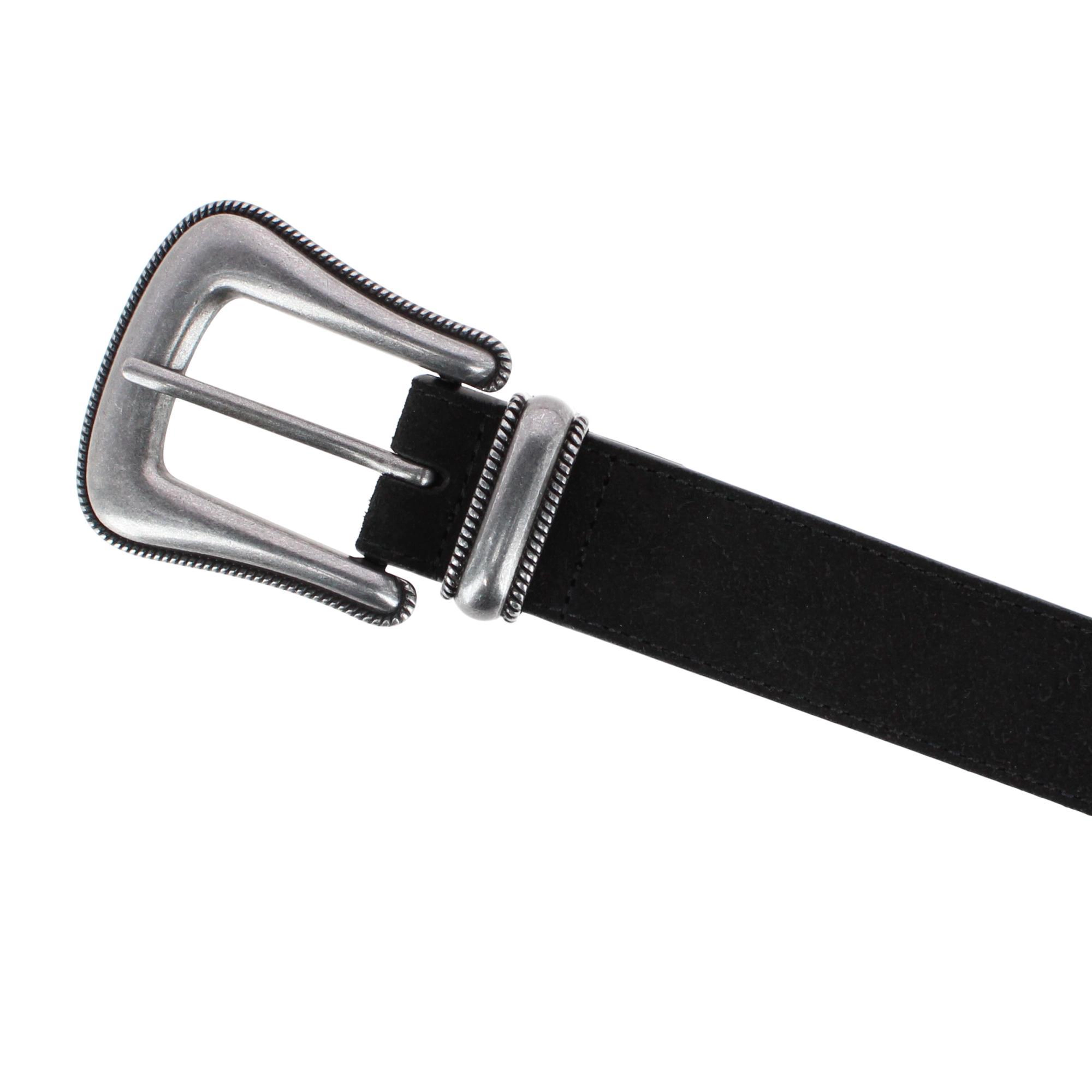 Cowgirls Rock Women's 1.25 Inch 3-Piece Buckle Sueded Leather Belt