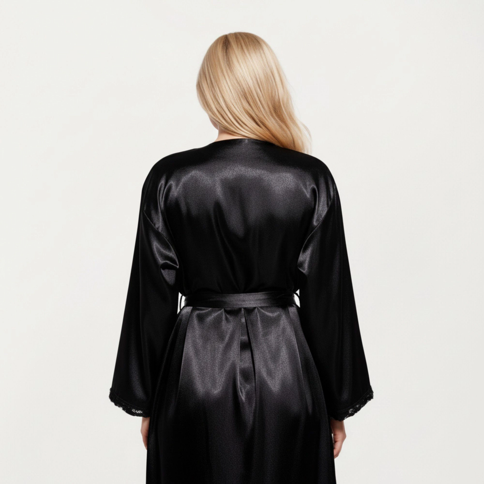 Anna-Kaci Women's Satin Slip Dress and Long Robe Set with Soft Draped Silhouette Elegant Flowing Layered Design