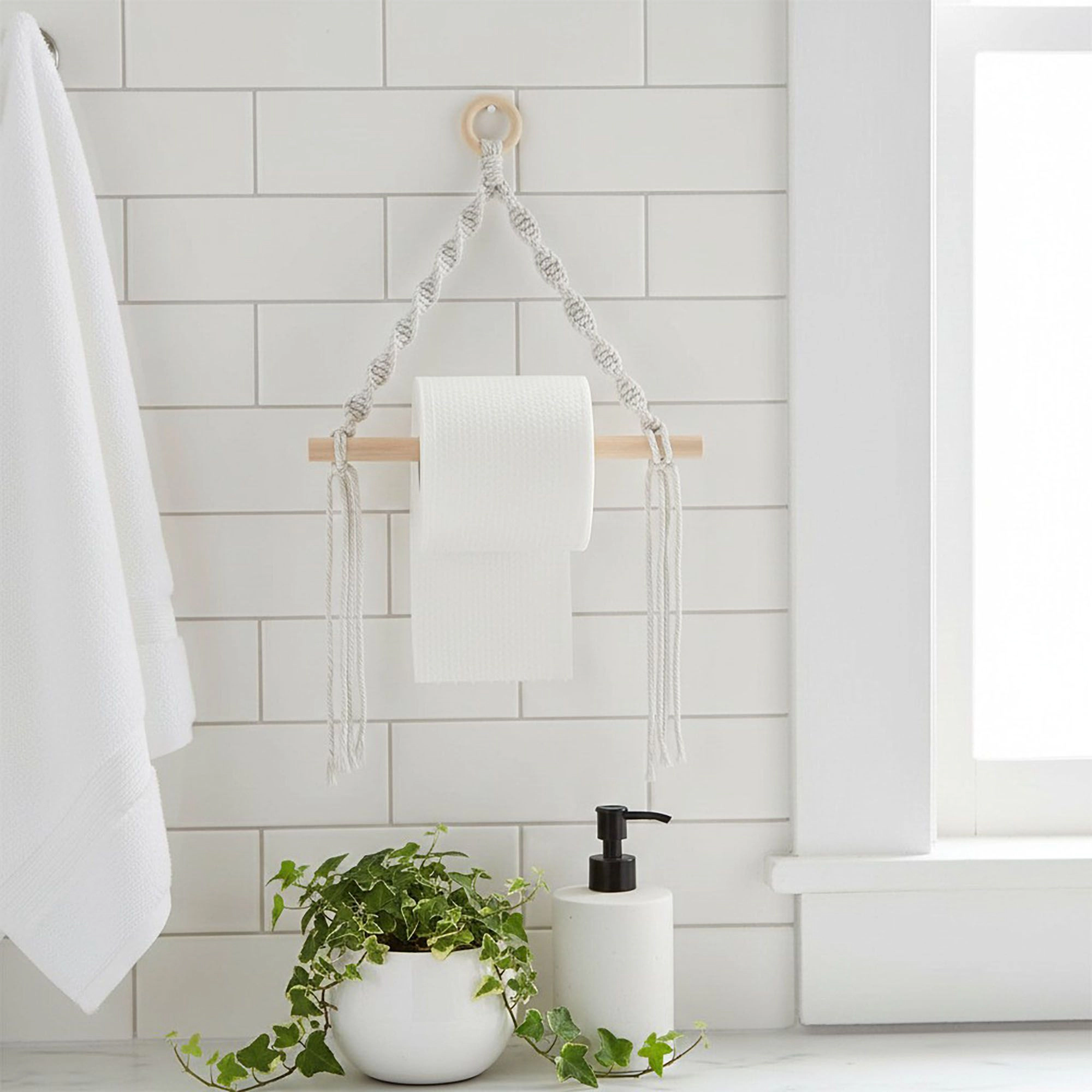 Alilang Women 3-piece Hanging Rope Toilet Paper Holder with Wooden Dowel Bar