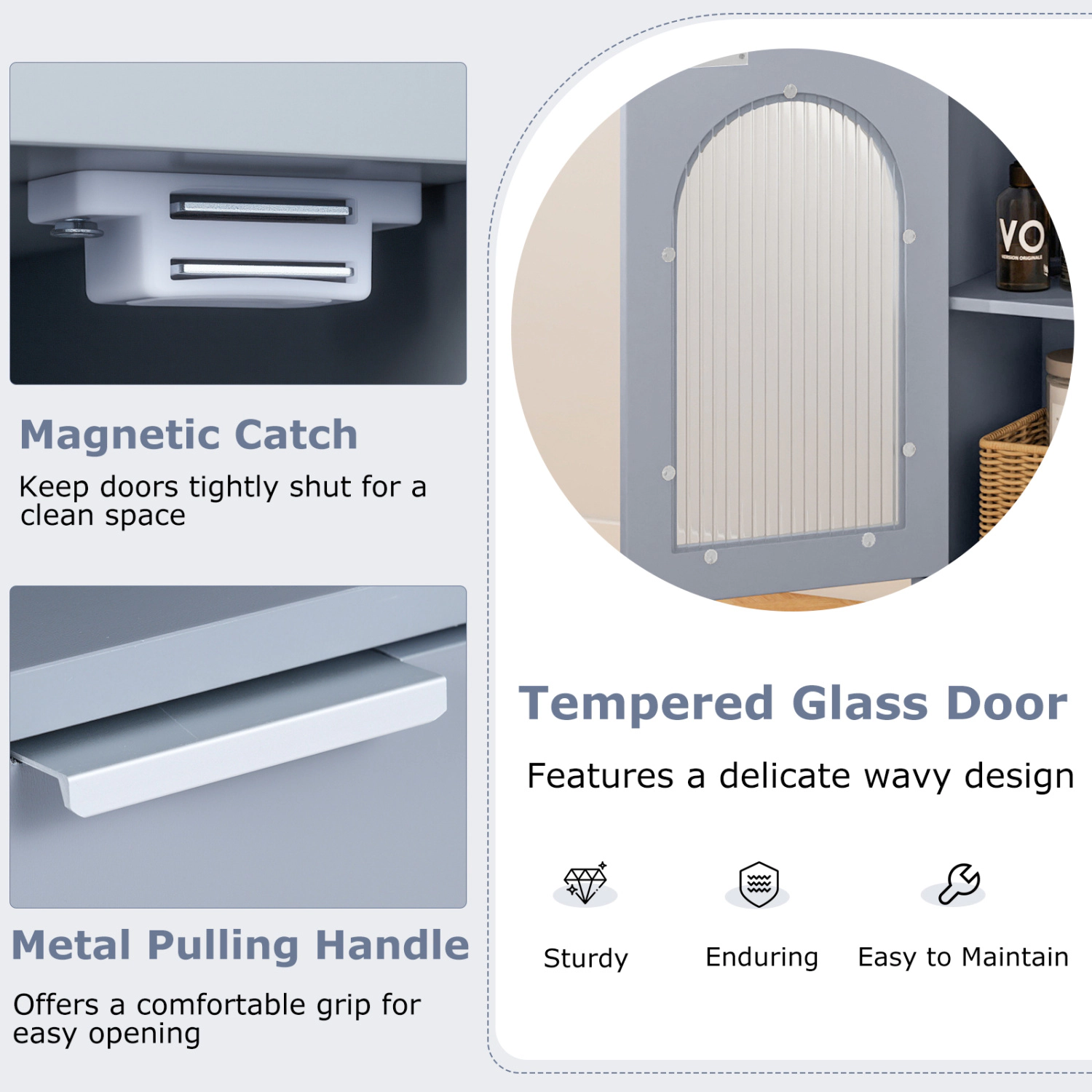 SlickBlue Bathroom Storage Cabinet with Glass Door and Shelf