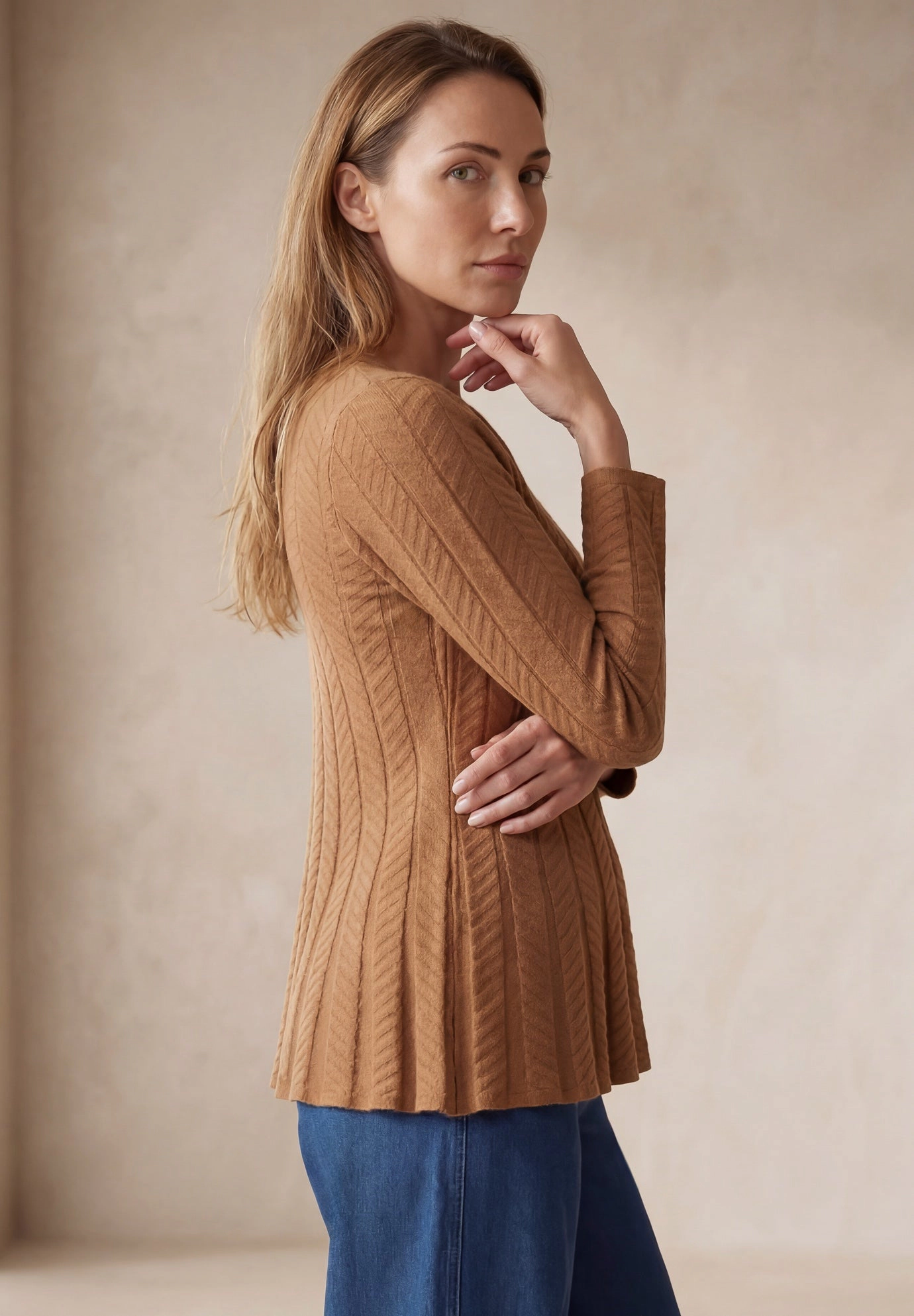 Jessica London Women's Plus Chevron Fit & Flare Sweater