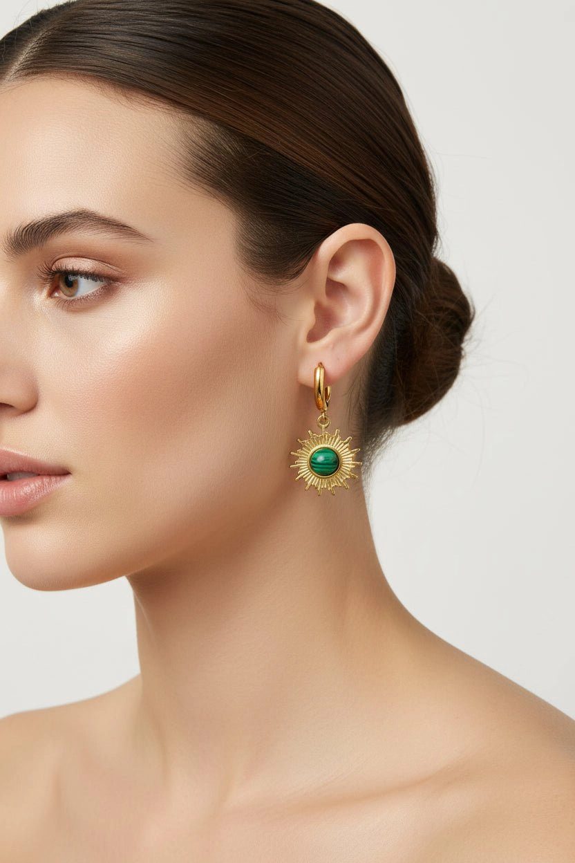 DressAtR Women's Sun 18K Gold Plated Drop Earrings